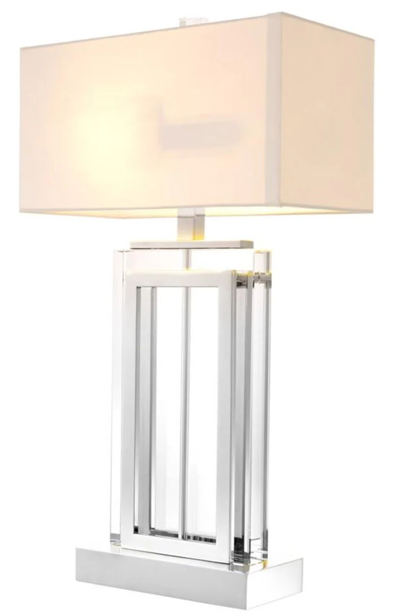 Casa Padrino lámpara de mesa de lujo plata / blanco 38 x H. 67,5 cm - Mobiliario de Hotel y Restaurante