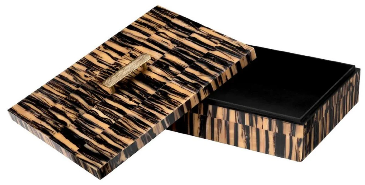 Casa Padrino Caja de Joya de Lujo Natural / Negro / Lat¨®n 41 cm