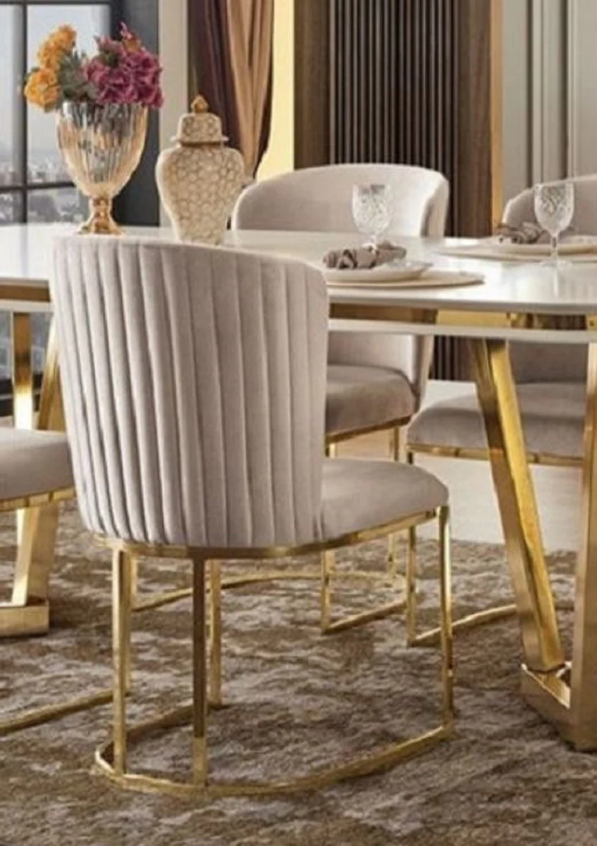 Casa Padrino conjunto de sillas de comedor de lujo de 6 gris / oro 66 x 52 x A. 90 cm - Muebles de Comedor y Restaurante de Lujo