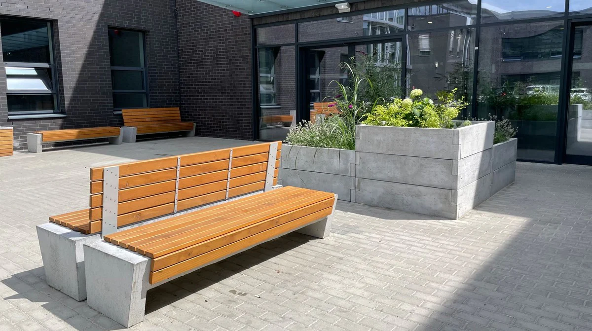 Casa Padrino banco de parque - banco urbano natural / gris 200 cm