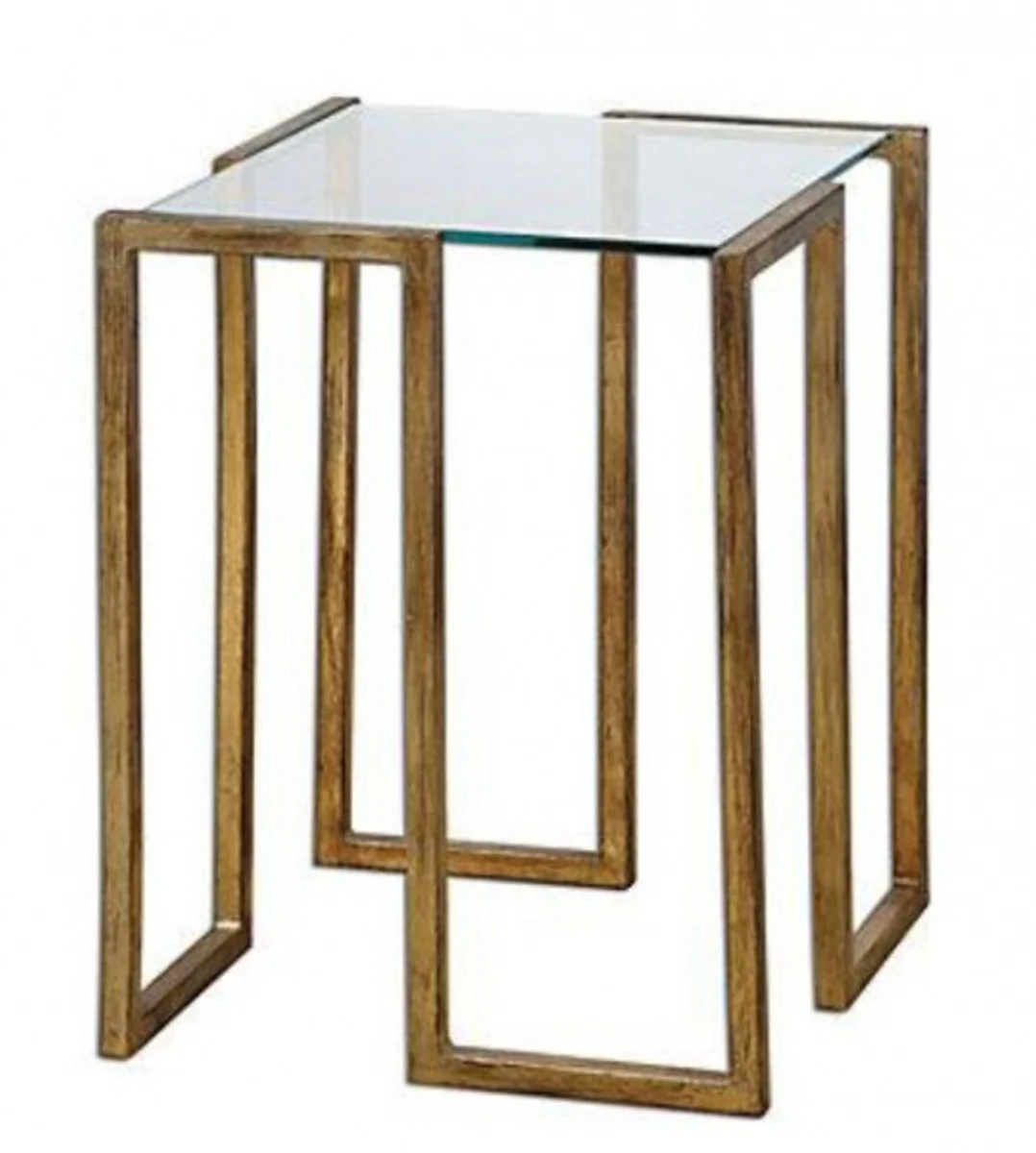 Casa Padrino luxury side table brass Vincent Gold Finish / Glass 46 x 46 x H 66 cm - Hotel Collection