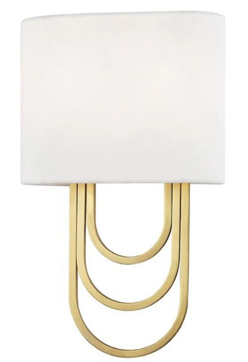 Casa Padrino lámpara de pared de lujo latón antiguo / blanco 20,3 x 9,5 x H. 34,3 cm - Lámpara de Pared de Diseño con Pantalla