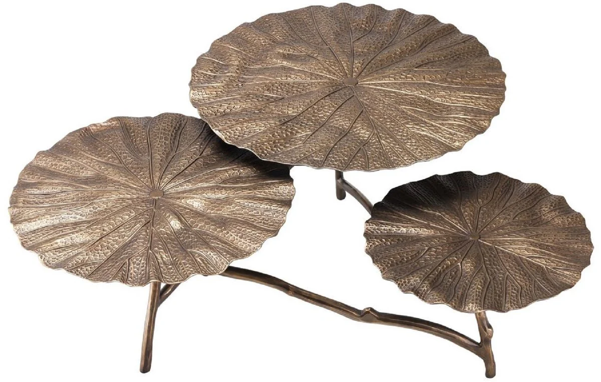 Casa Padrino mesa de centro de dise?o lat¨®n antiguo A. 37 cm - Mesa de sal¨®n de aluminio con 3 tableros de mesa - Muebles de sal¨®n de lujo