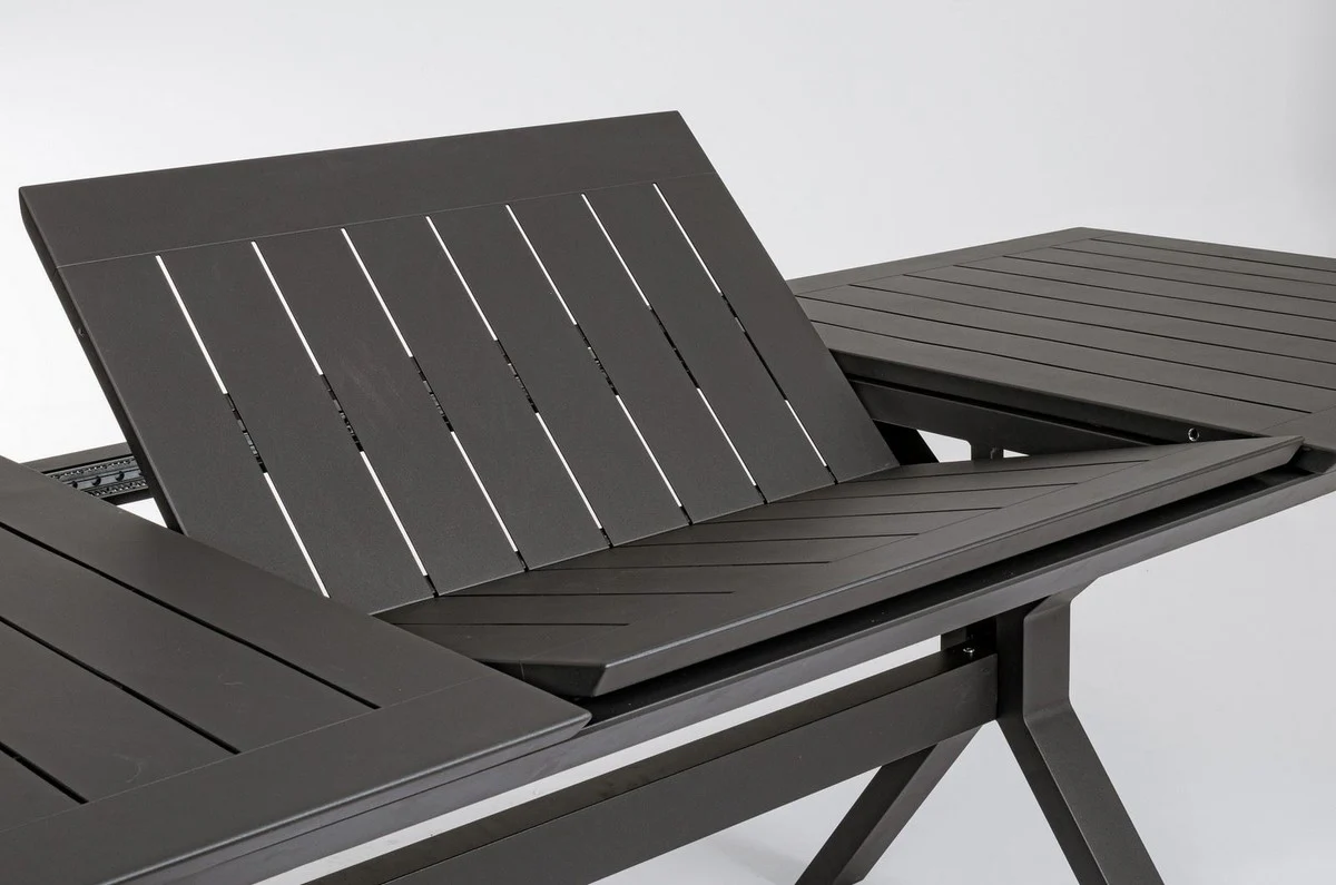 Casa Padrino mesa de jardín de lujo antracita 180-240 x 100 x A. 76 cm - Mesa de comedor extensible de aluminio con recubrimiento en polvo - Mesa de jardín y terraza - Muebles de jardín y terraza