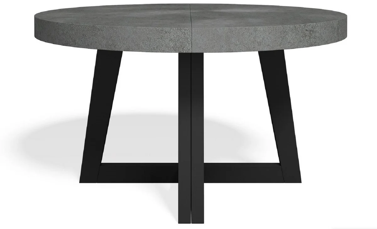 Casa Padrino mesa de comedor de lujo gris / negro 140-320 x 140 x A. 77 cm - Mesa de conferencia redonda extensible de madera maciza - Muebles de comedor - Muebles de oficina - Muebles de lujo