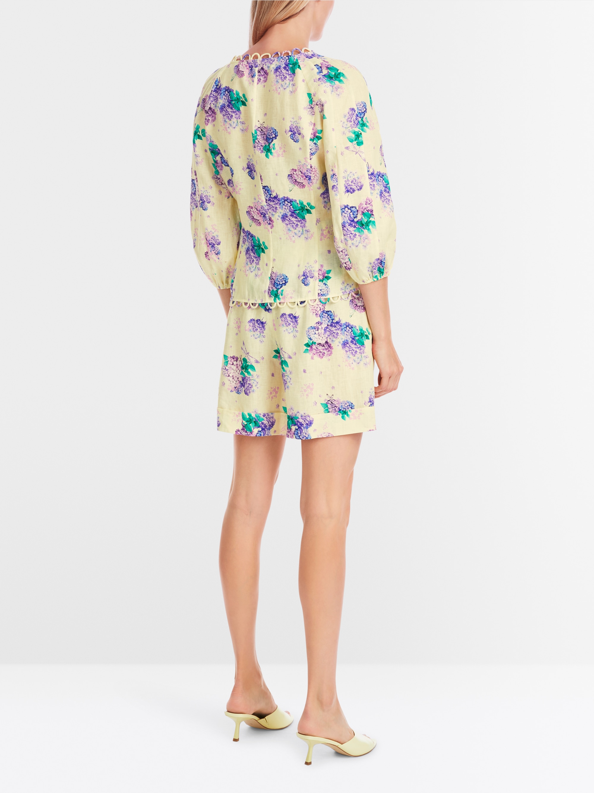 Marc-Cain Fitted linen blouse with print