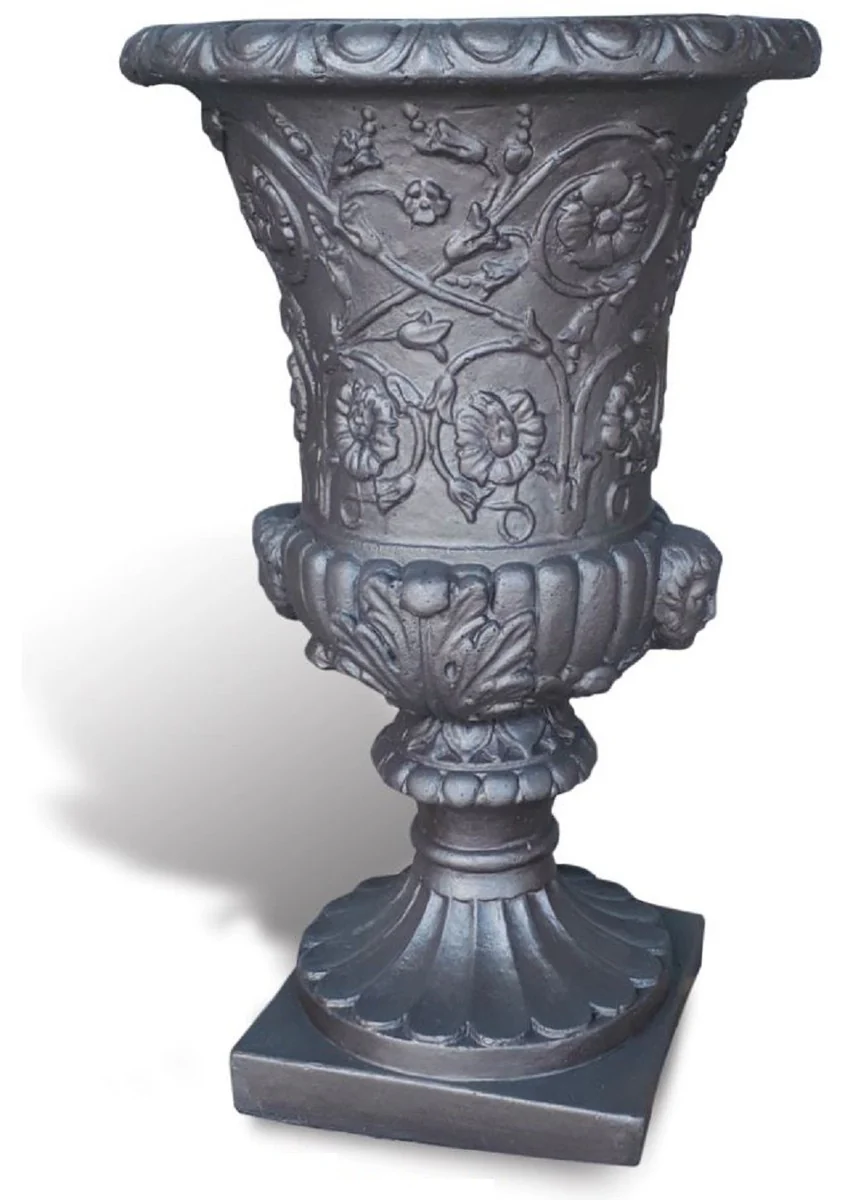 Casa Padrino maceta barroco de lujo negro ? 49 x A. 78 cm - Maceta de estilo barroco hecho a mano con grava de m¨¢rmol de Carrara - Decoraci¨®n de jard¨ªn barroco - Calidad de lujo - Hecho en Italia