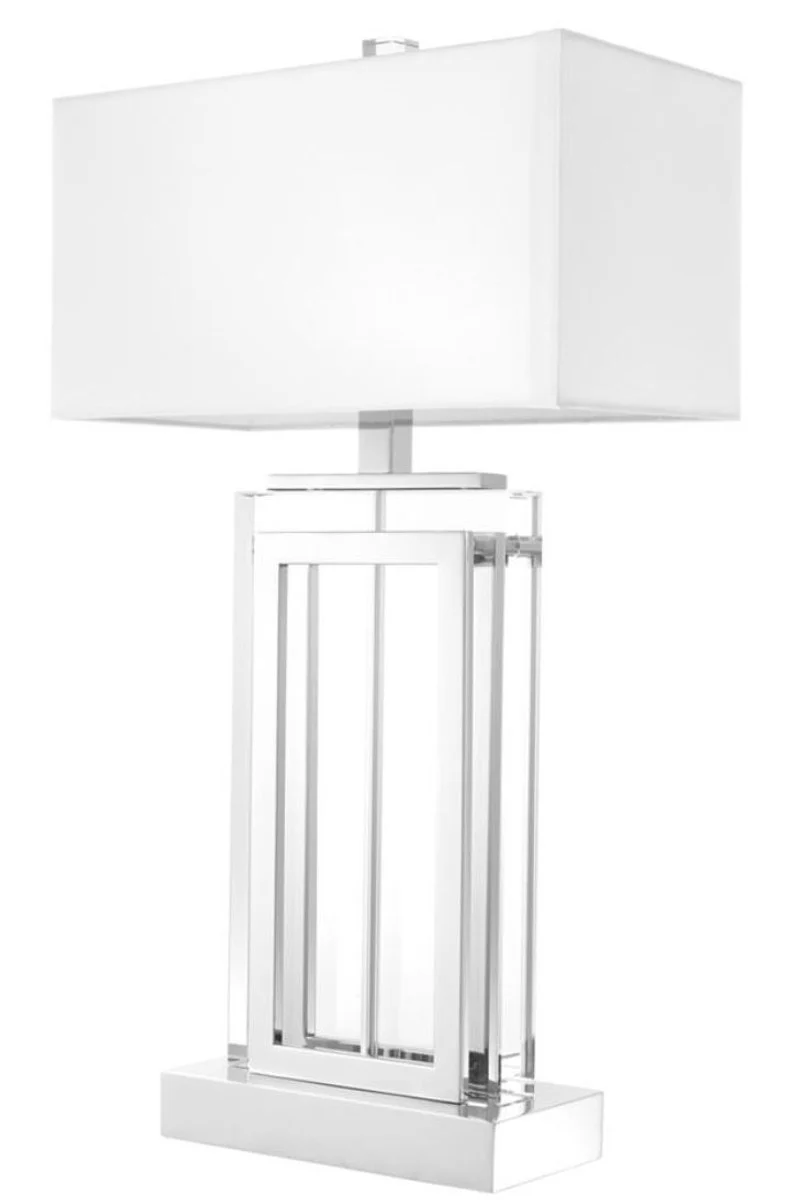 Casa Padrino lámpara de mesa de lujo plata / blanco 38 x H. 67,5 cm - Mobiliario de Hotel y Restaurante