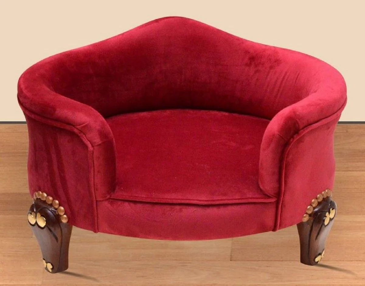 Casa Padrino cama para perros barroco rojo burdeos real / marrón / oro - Muebles barrocos para perros - Muebles barrocos para mascotas - Magníficos muebles de animales en estilo barroco