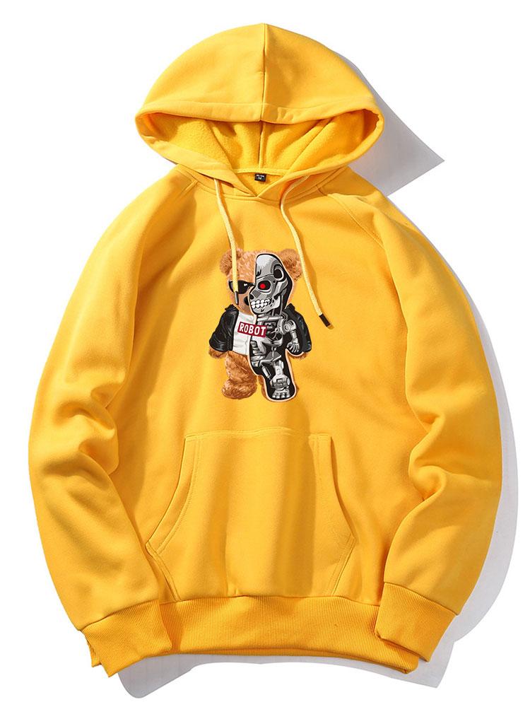 Robotic Bear Print Hoodie