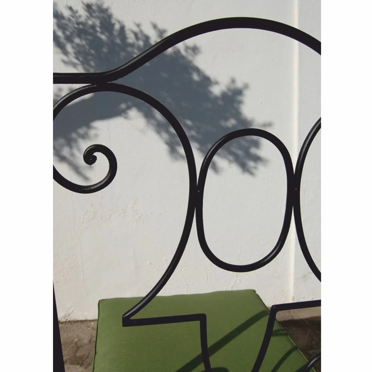 Casa Padrino silla de jard¨ªn Art Nouveau de lujo de hierro forjado con coj¨ªn de asiento negro / verde A. 105 cm