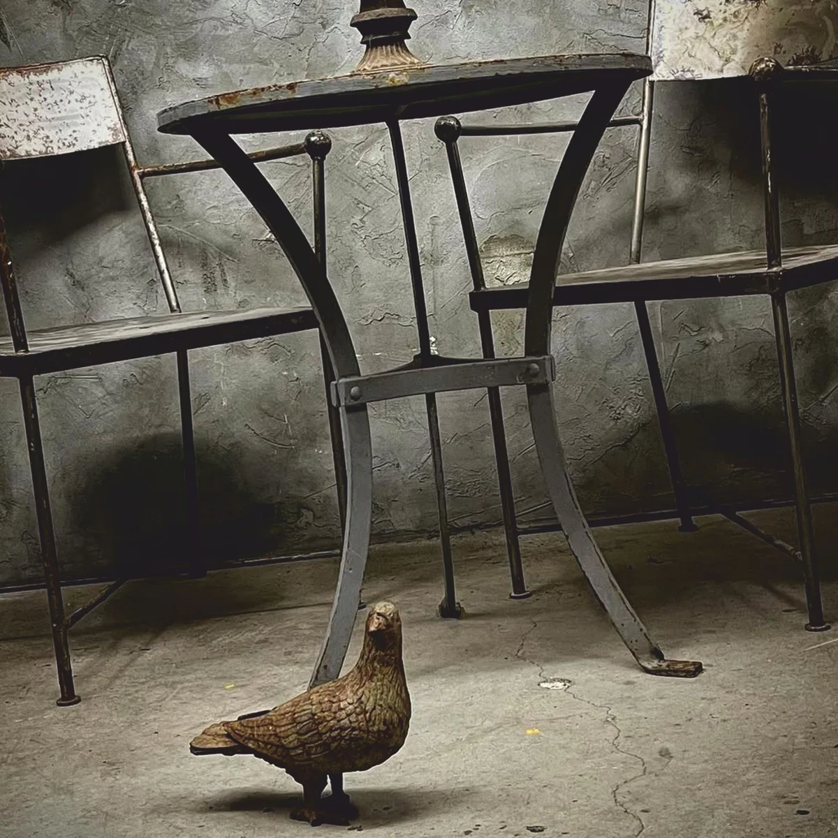 Casa Padrino mesa de jard¨ªn Art Nouveau gris antiguo / ¨®xido ? 60 x A. 76 cm - Muebles de jard¨ªn nost¨¢lgicos