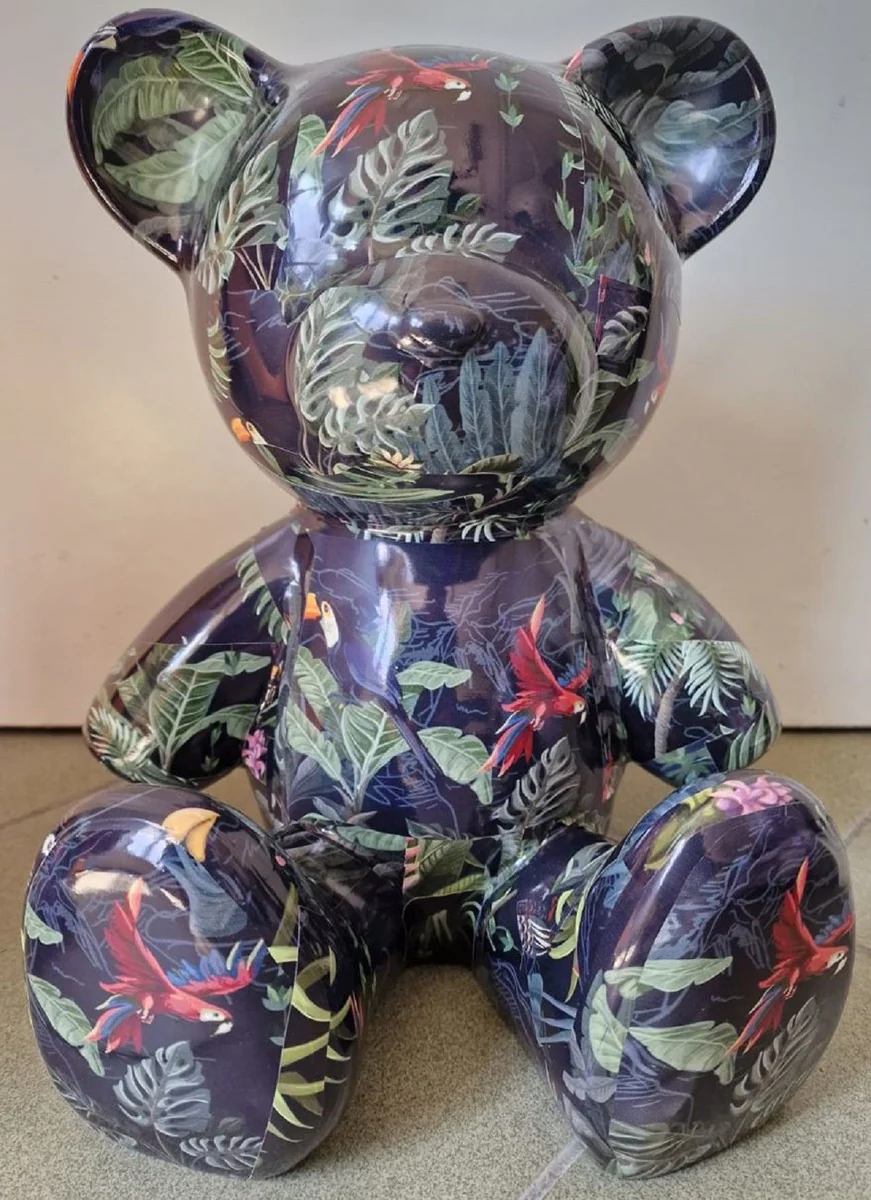 Casa Padrino figura decorativa de dise?o de lujo oso de peluche multicolor A. 45 cm - Escultura decorativa de resina - Figura decorativa de lujo - Figura decorativa de dise?o