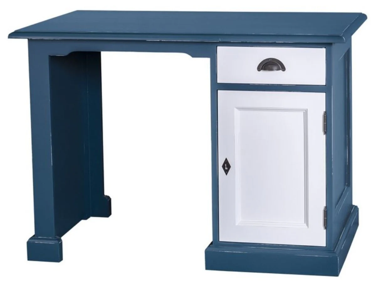 Casa Padrino country style desk antique style blue / white 110 x 70 x H. 78 cm - Country Style Office Furniture