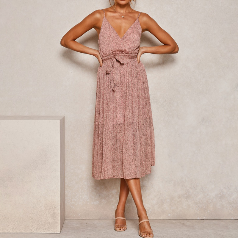 Fashion Sling Pleated Elegant Dress