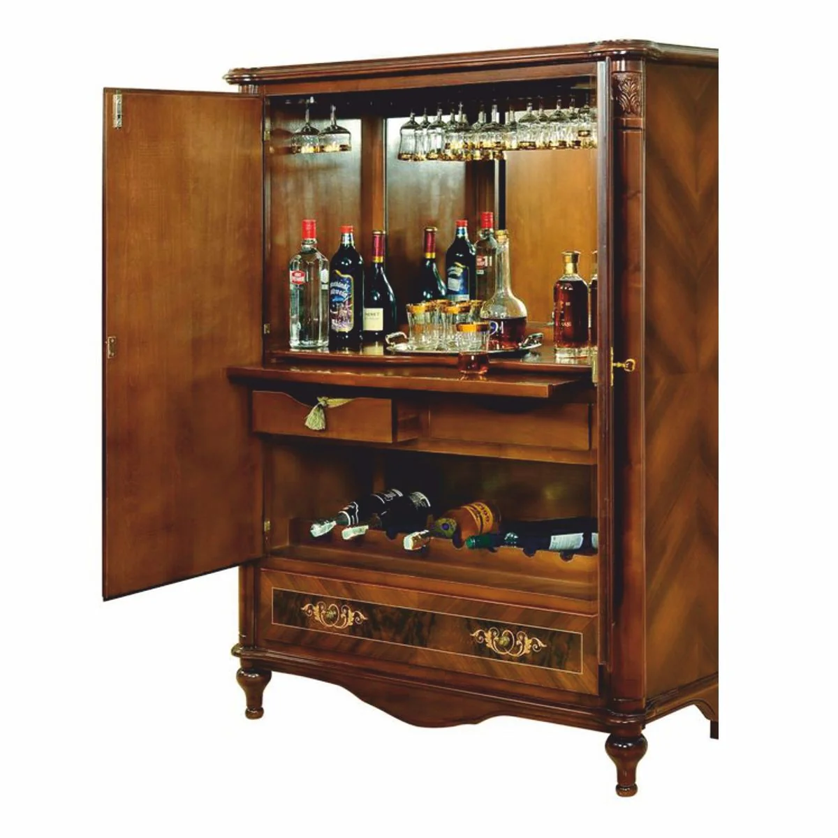 Casa Padrino armario bar barroco de lujo marr¨®n / marr¨®n oscuro A. 160 cm - Muebles de bar de estilo barroco