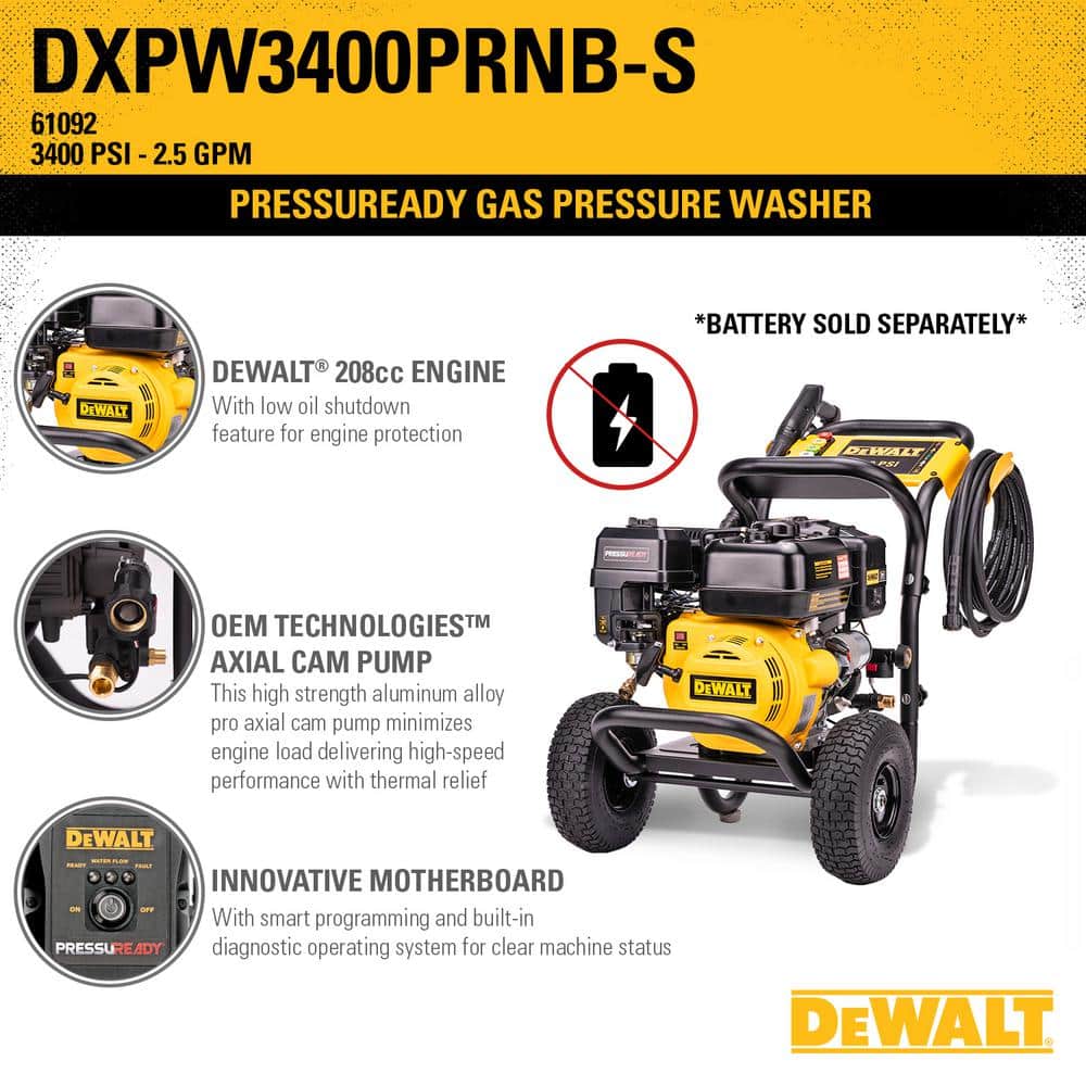 3400 PSI 2.5 GPM Gas Cold Water PressuReady Pressure Washer with OEM Branded Engine
