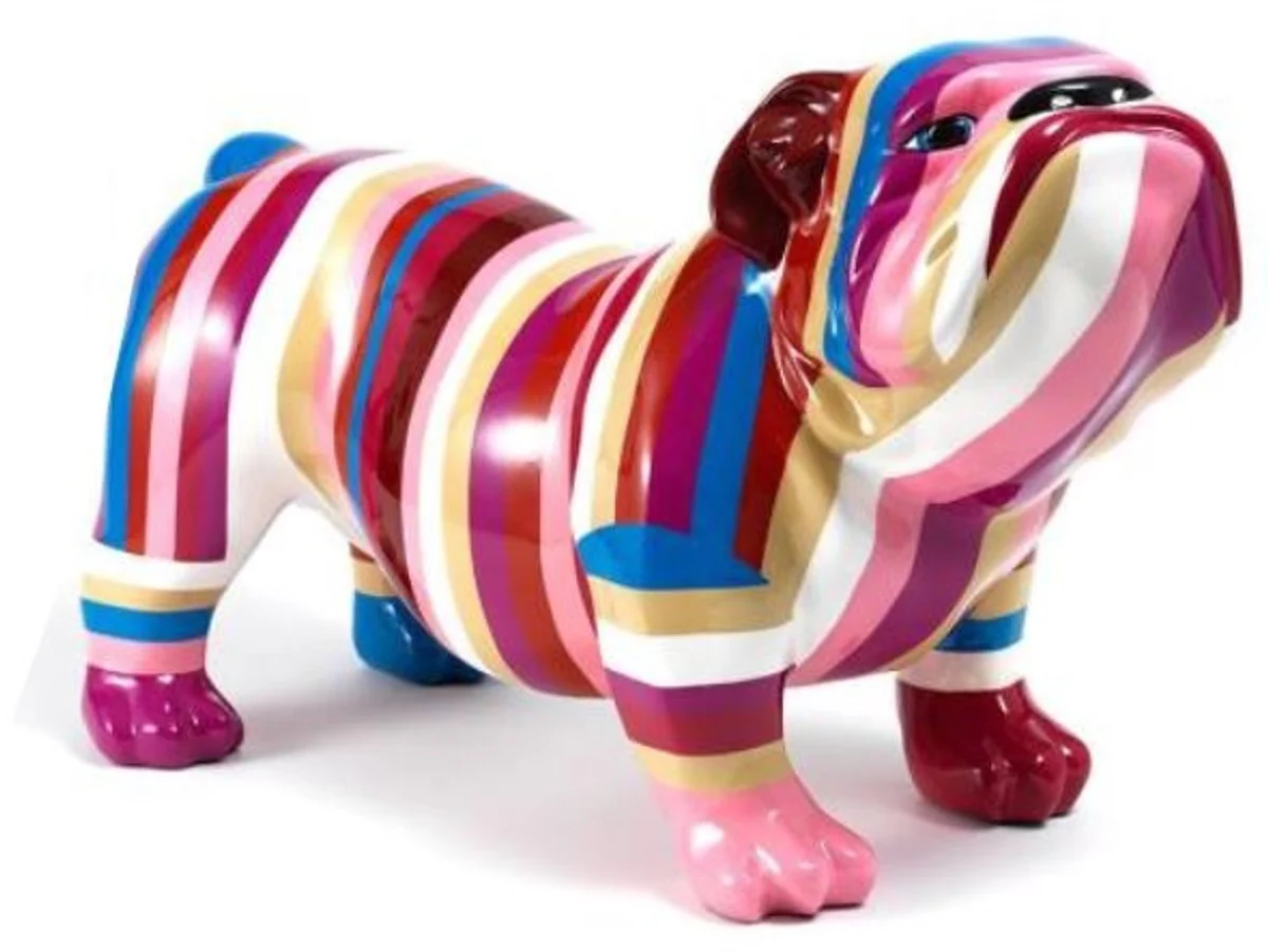 Casa Padrino figura decorativa de diseño perro buldog rayas multicolores 55 x A. 32 cm - Escultura decorativa resistente a la intemperie - Decoración de Sala de Estar - Decoración de Jardín