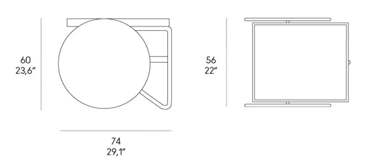 Casa Padrino Mesa Auxiliar de Lujo con Ruedas Natural / Negro - Hecho en Italia