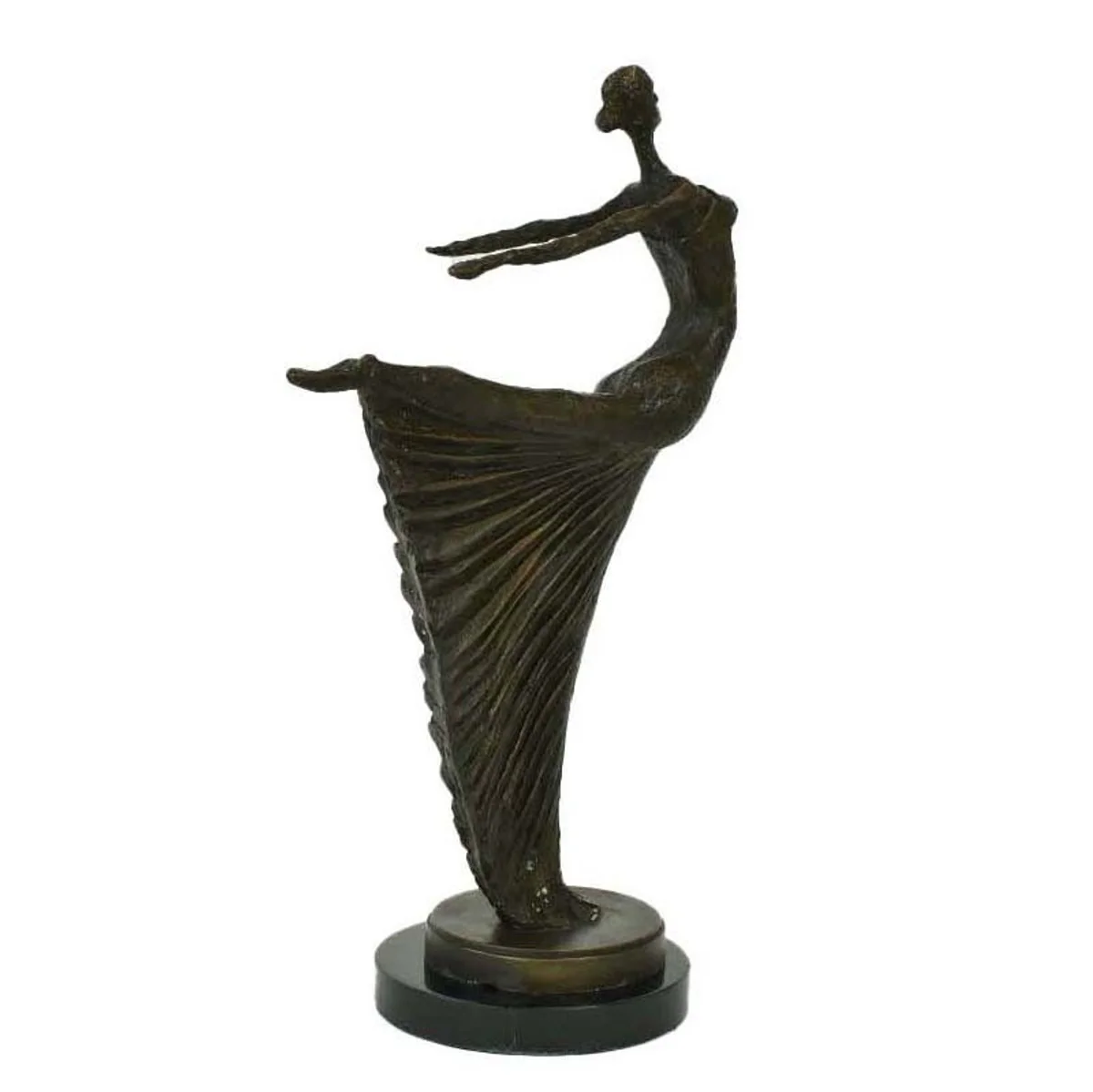 Casa Padrino escultura de bronce Art Nouveau de lujo bailarina bronce sobre base de mármol H 53,5 cm - figura de bronce - figura decorativa - accesorios decorativos