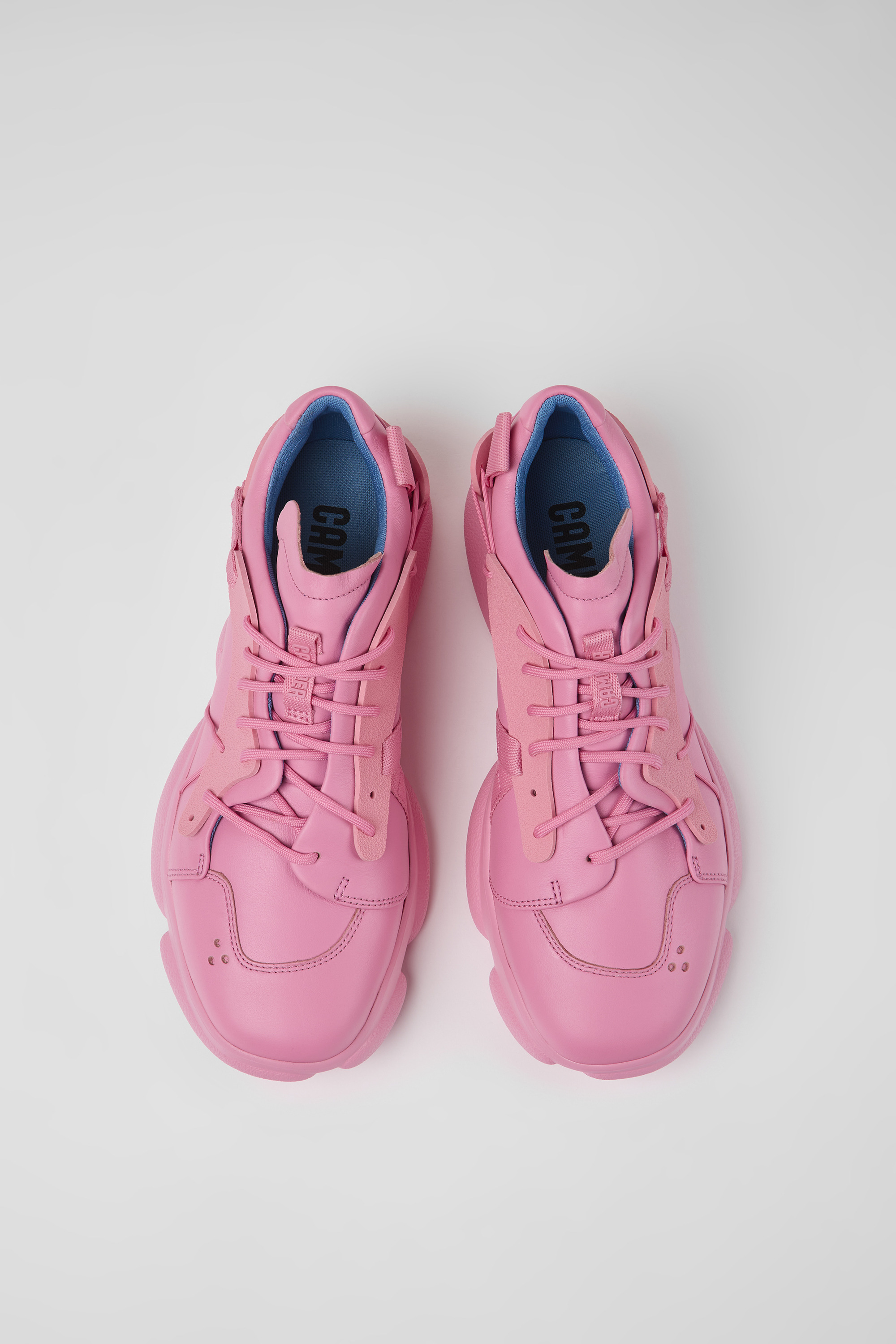 Karst - Pink leather and textile sneakers for men