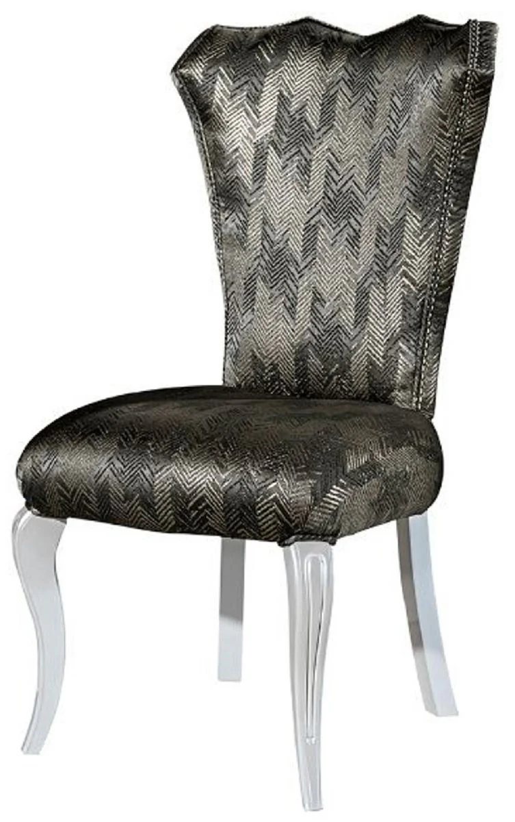 Casa Padrino silla de comedor barroco de lujo verde / oro / blanco - Silla de cocina de madera maciza hecha a mano con patr¨®n noble - Muebles de comedor - Muebles barrocos