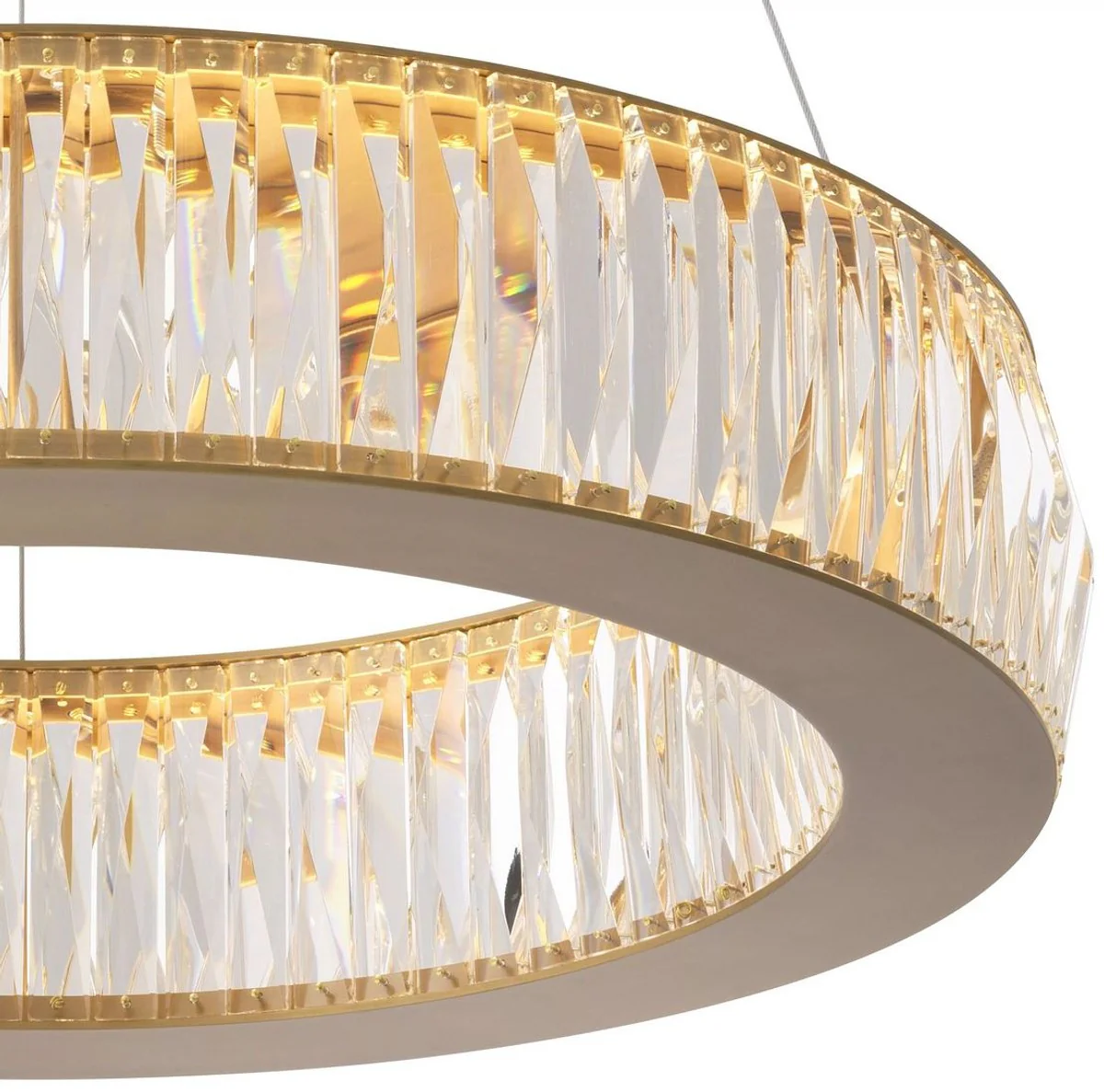 Casa Padrino lámpara de araña LED de lujo latón antiguo Ø 63 x A. 13-200 cm - Lámpara de araña de salón redonda con cristal - Calidad de Lujo