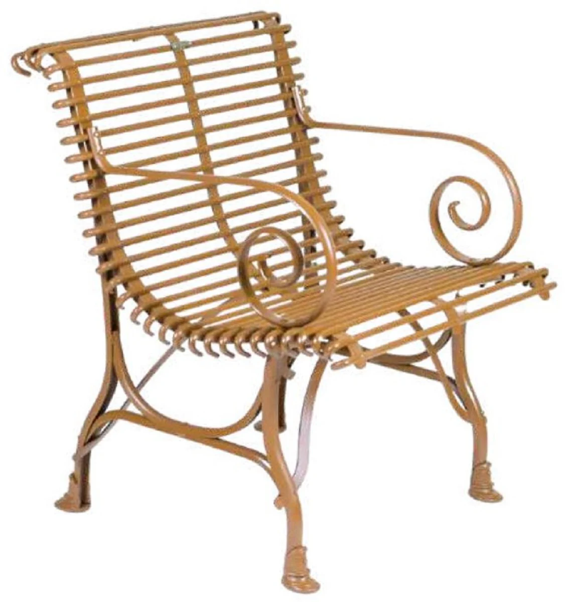 Casa Padrino silla de jard¨ªn Art Nouveau marr¨®n 64 x 62 x A. 71 cm - Silla de forja hecho a mano con reposabrazos - Muebles de hierro forjado de jard¨ªn y terraza nost¨¢lgicos