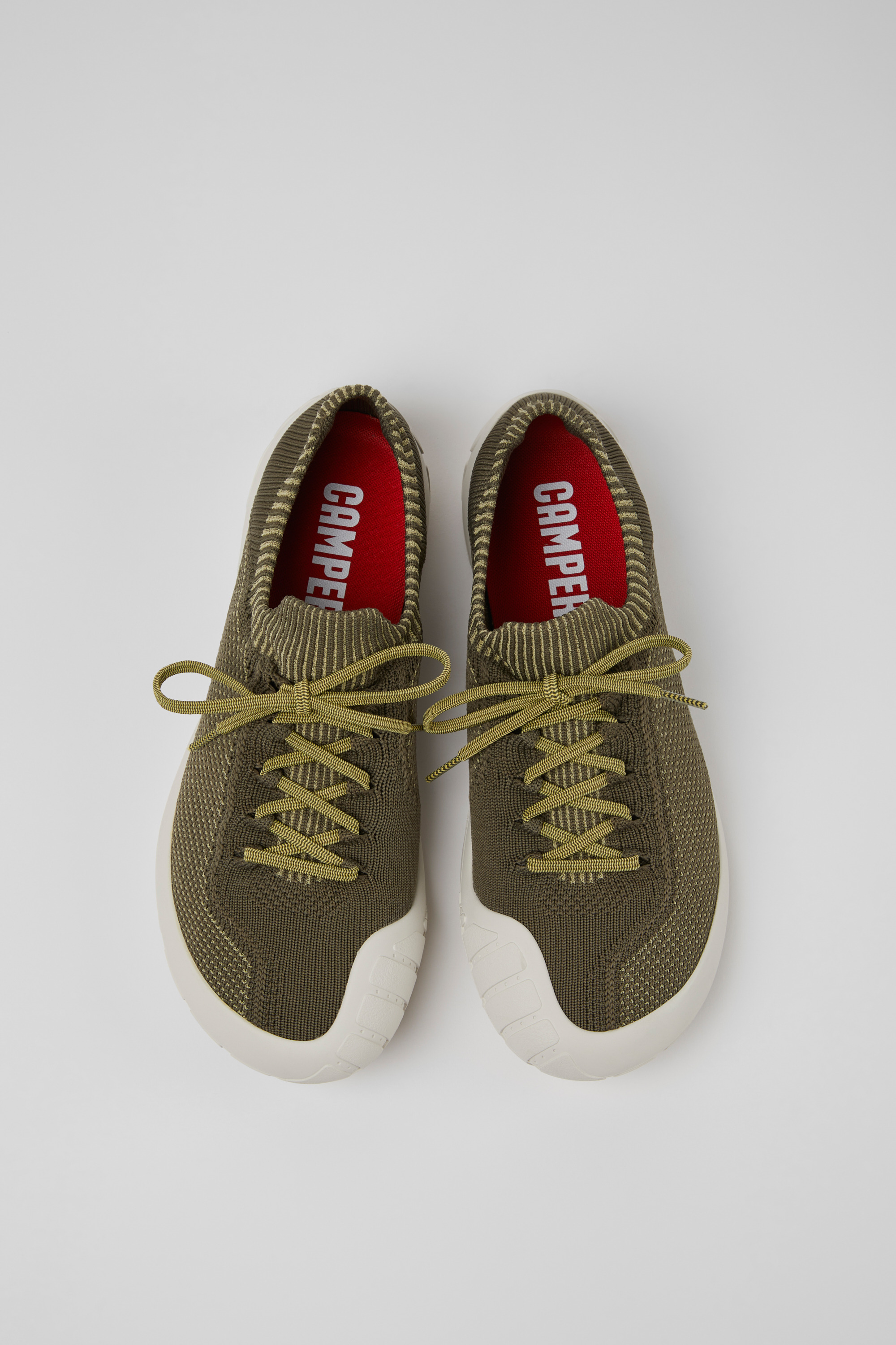 Path - Green and yellow textile sneakers for men