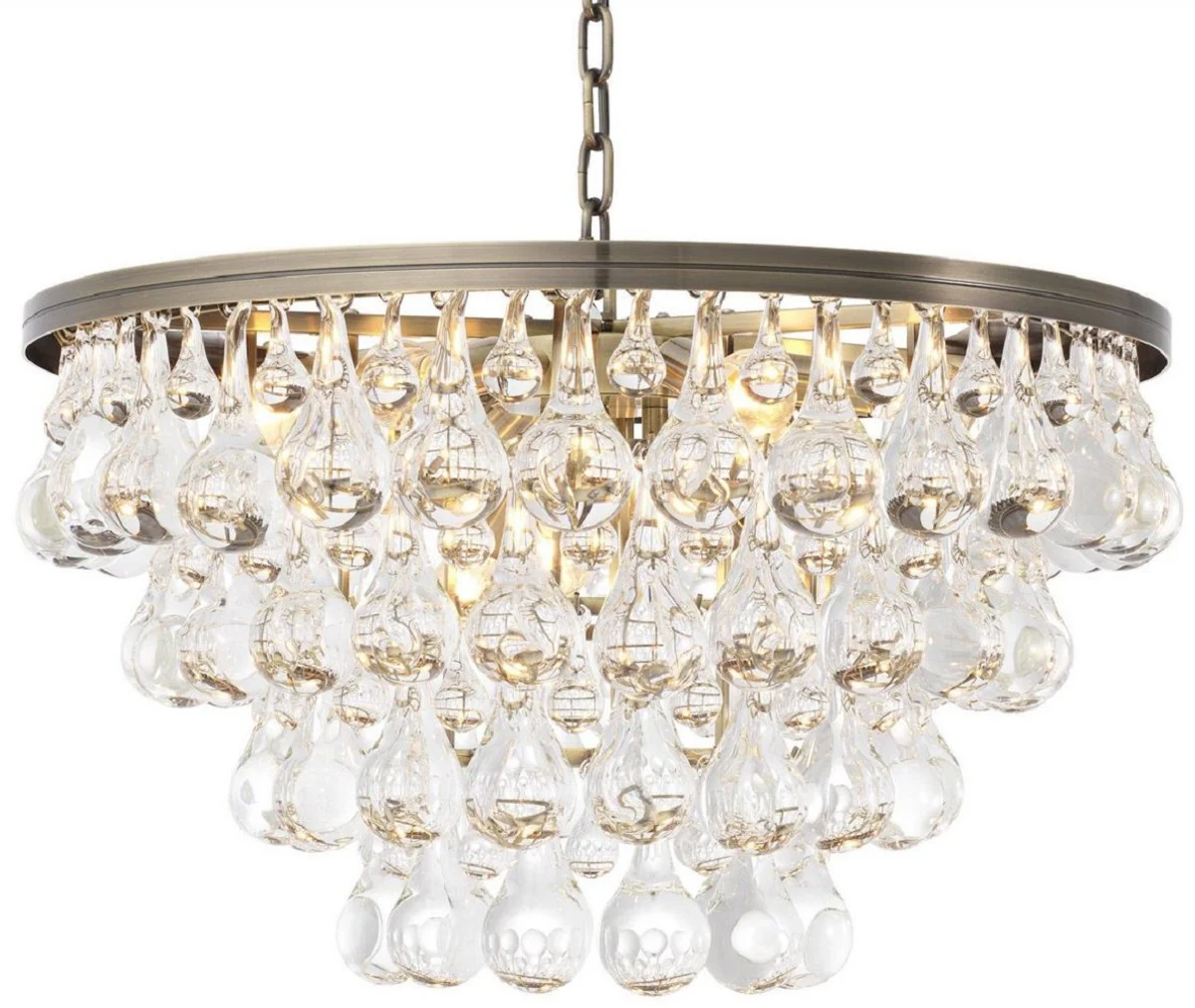 Casa Padrino lámpara de araña de vidrio de lujo latón Ø 65 x A. 41 cm - Araña de salón noble - Calidad de Lujo