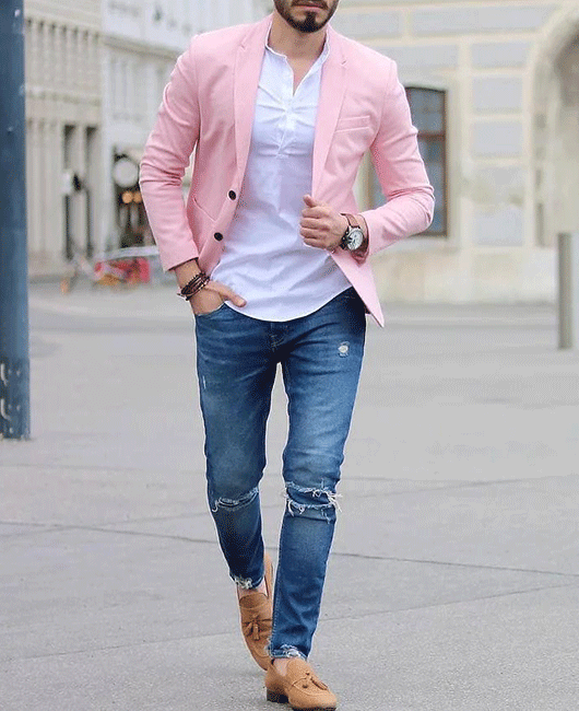 Basics Plain Notch Lapel Pocket Two Button Loose Blazer