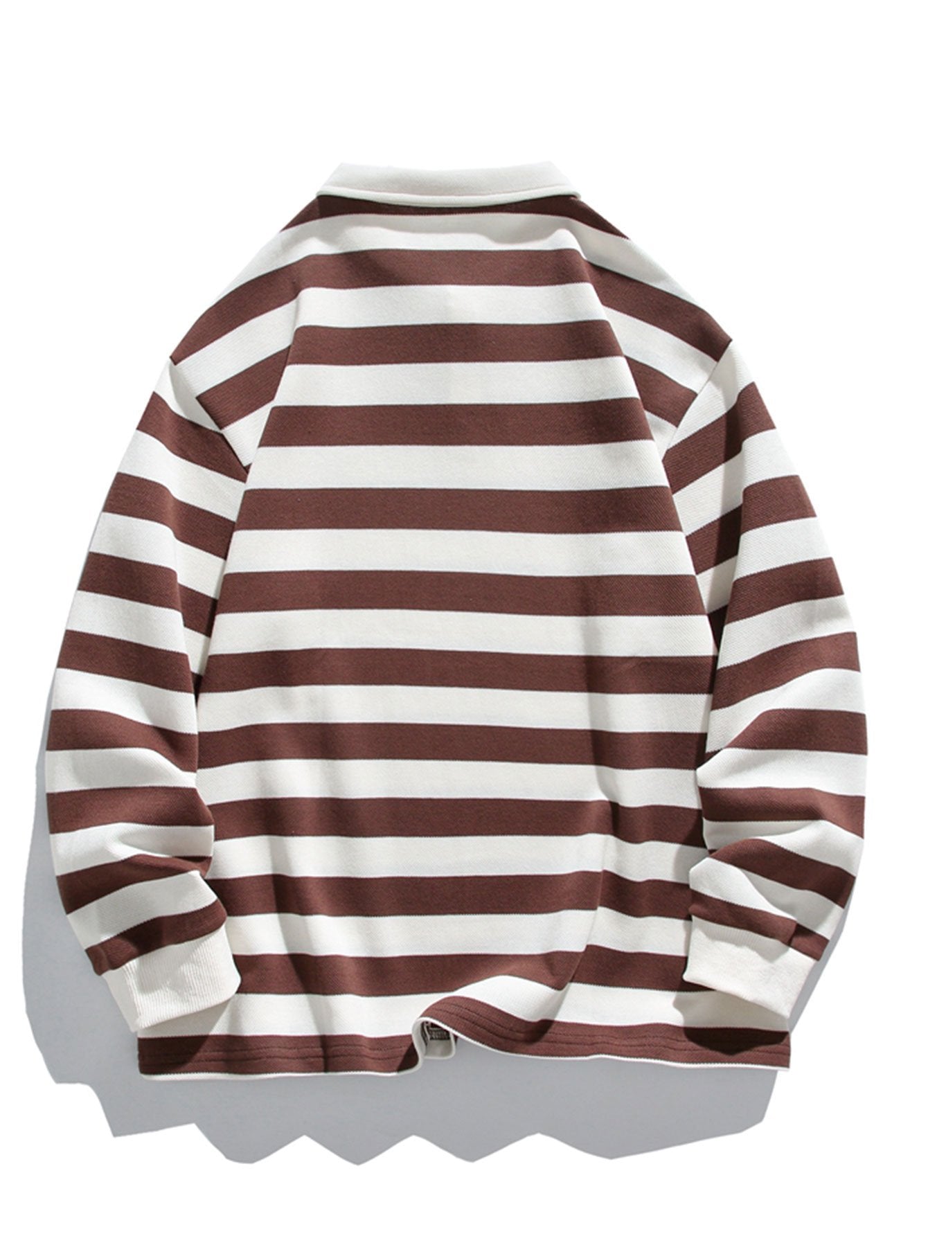 Relax Fit Waffle Striped Polo Sweatshirt