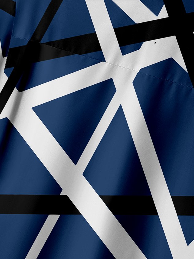 Geometric Lines Chest Pocket Short Sleeve Casual Shirt