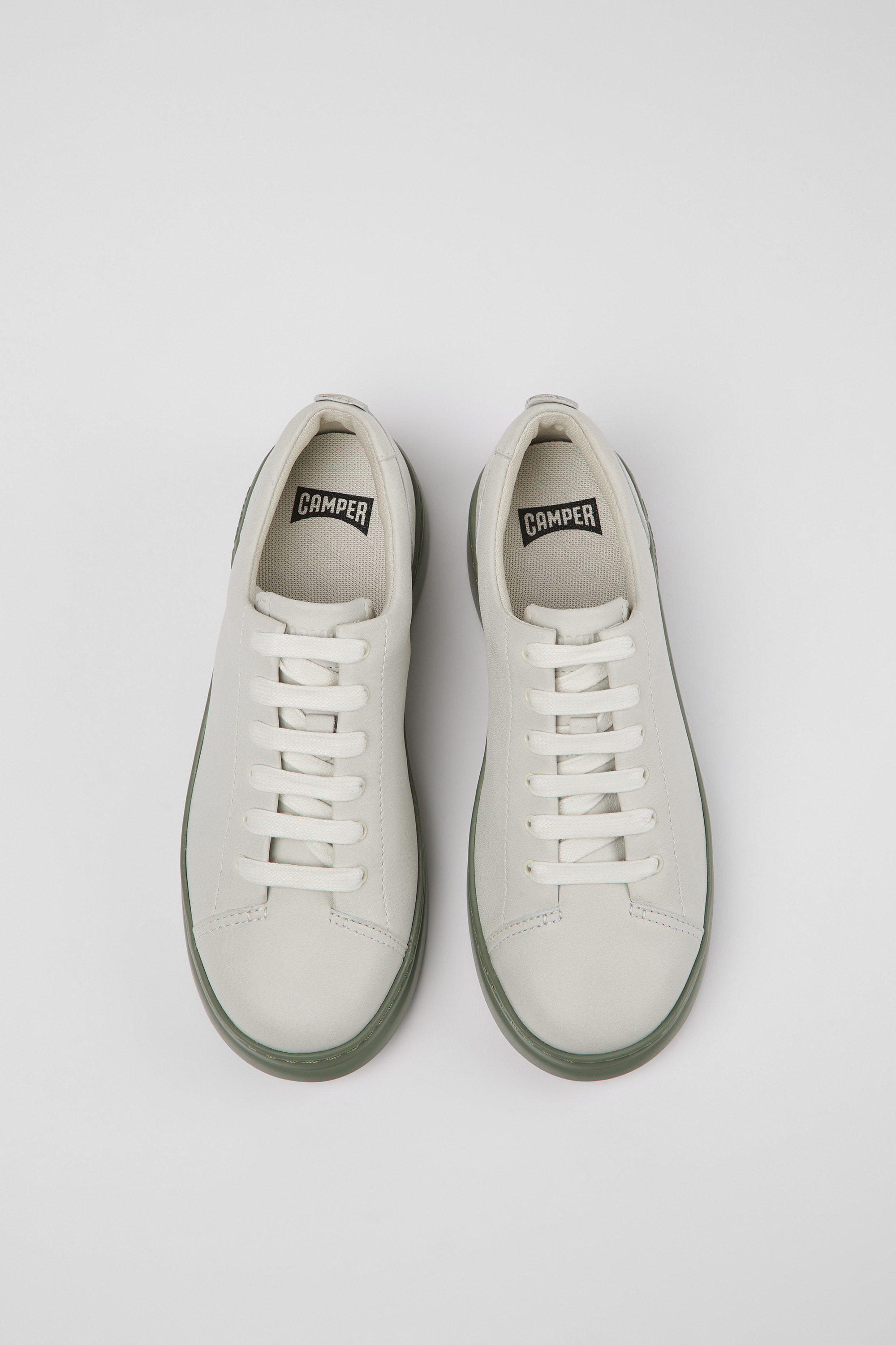 Runner Up - White non-dyed leather sneakers for women