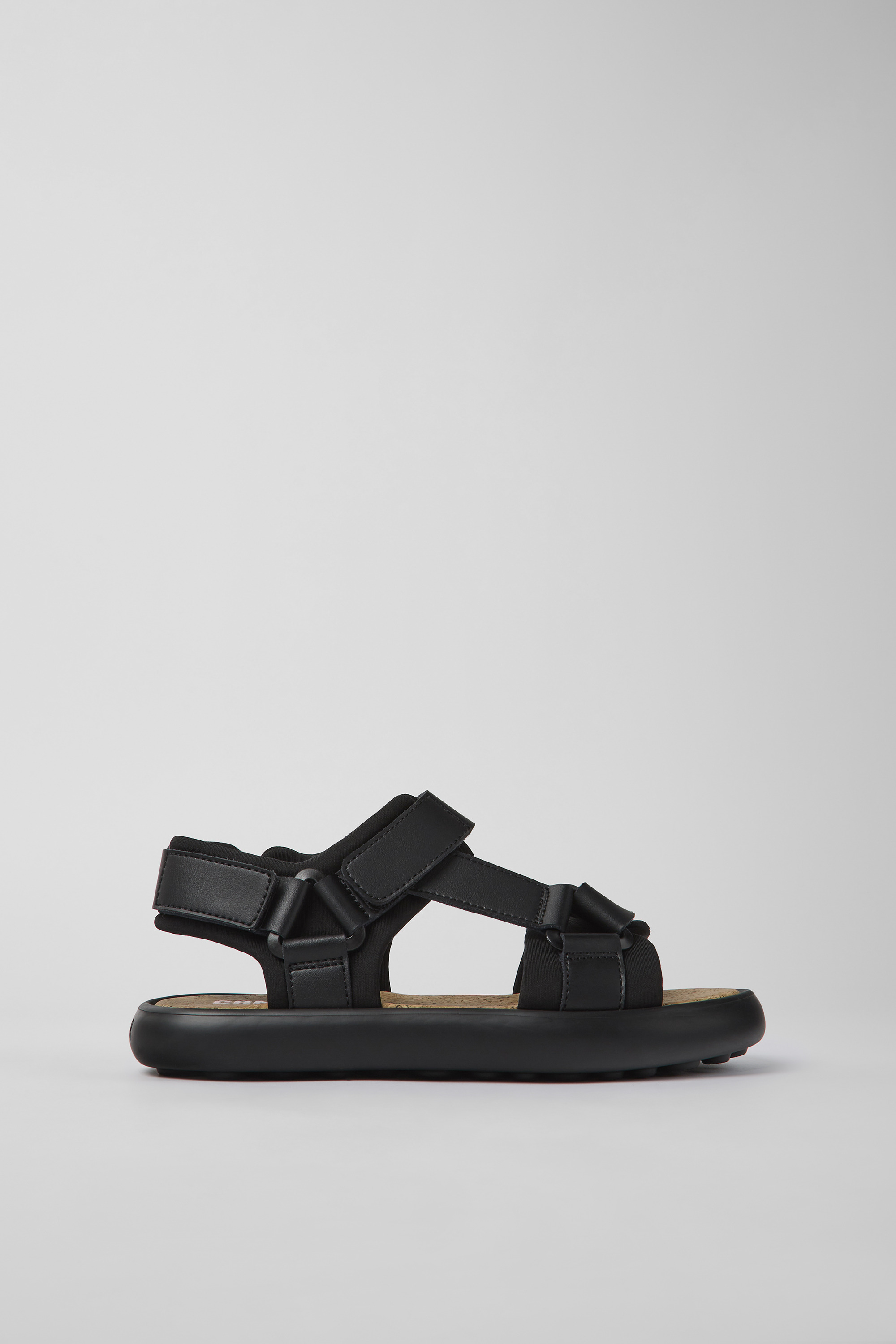 Pelotas Flota - Black leather and textile sandals for women