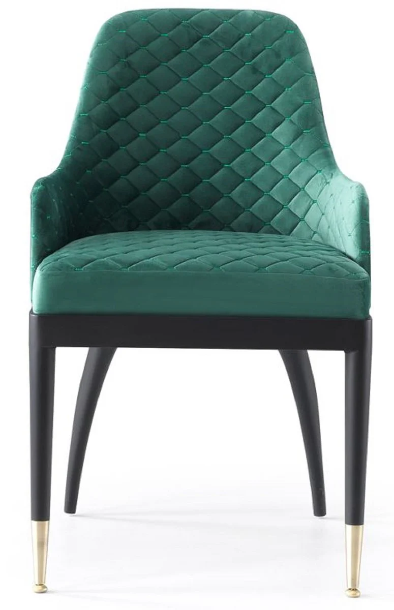 Casa Padrino conjunto de sillas de comedor de lujo de 8 con reposabrazos verde / negro / lat¨®n 55 x 59 x A. 88 cm - Muebles de comedor - Muebles restaurante - Muebles de lujo - Interiores de lujo