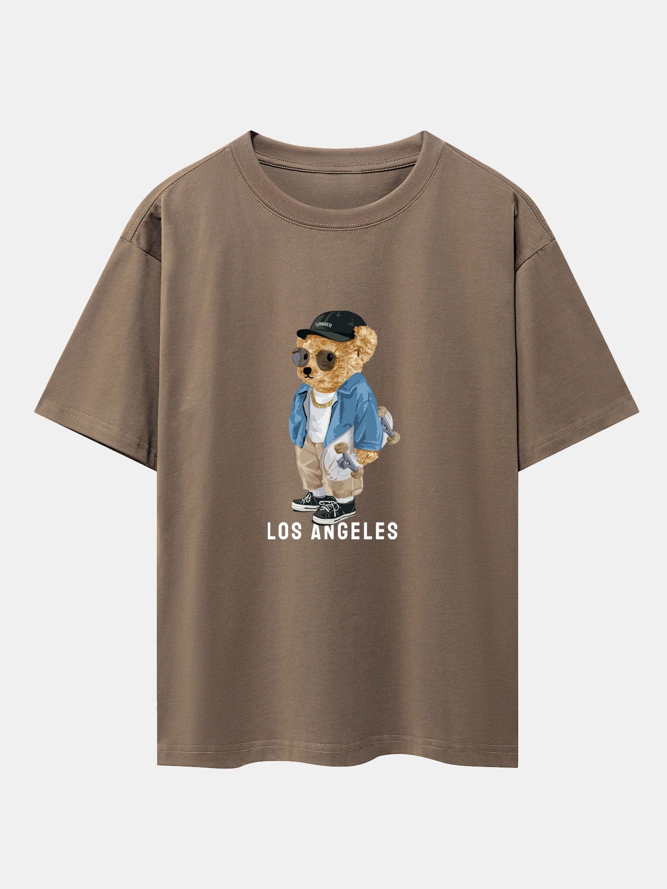Los Angeles Skate Bear Print Heavy Weight Oversize T-Shirt