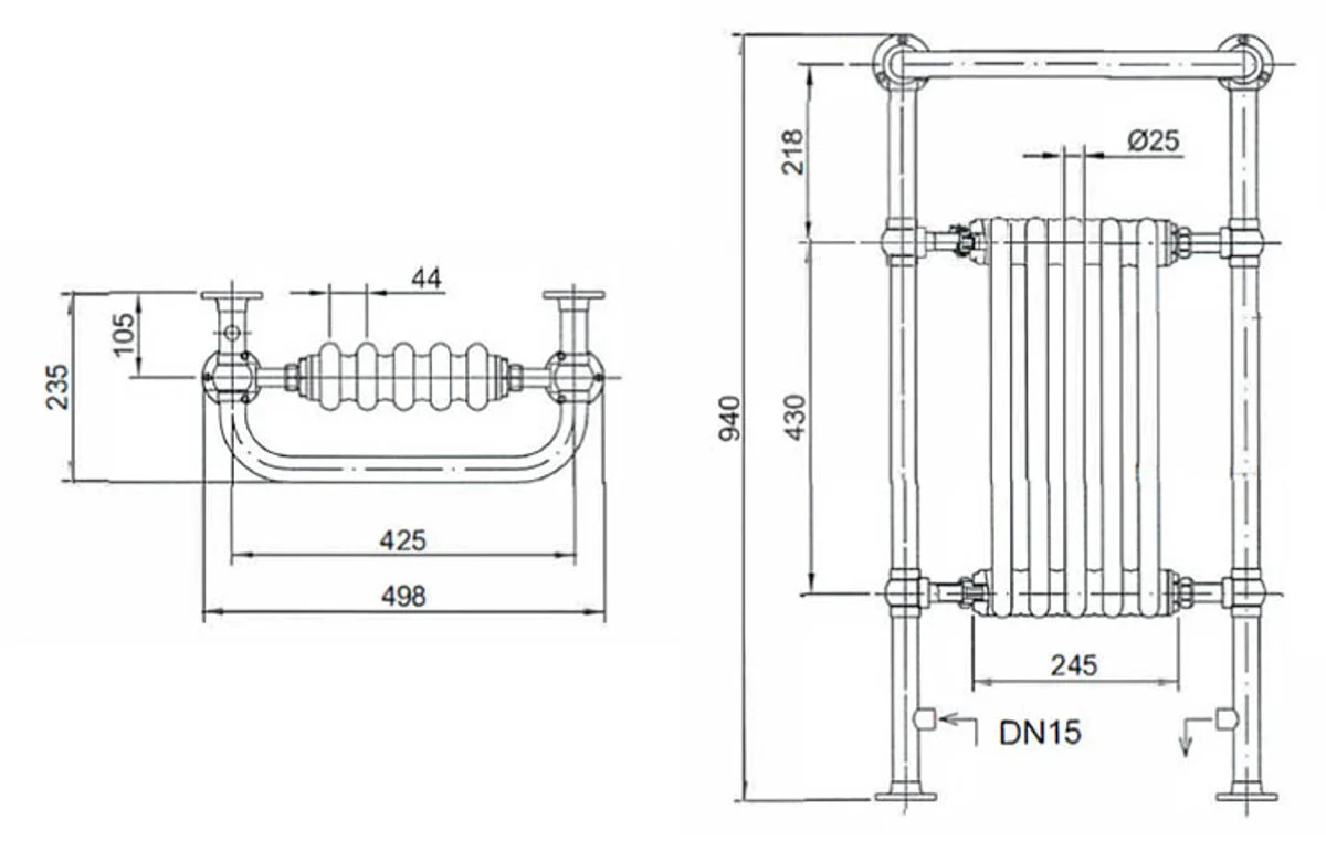 Casa Padrino calefacción de baño de lujo blanco / dorado 940 x 500 mm - radiador de toalla - radiador de baño vintage toallero