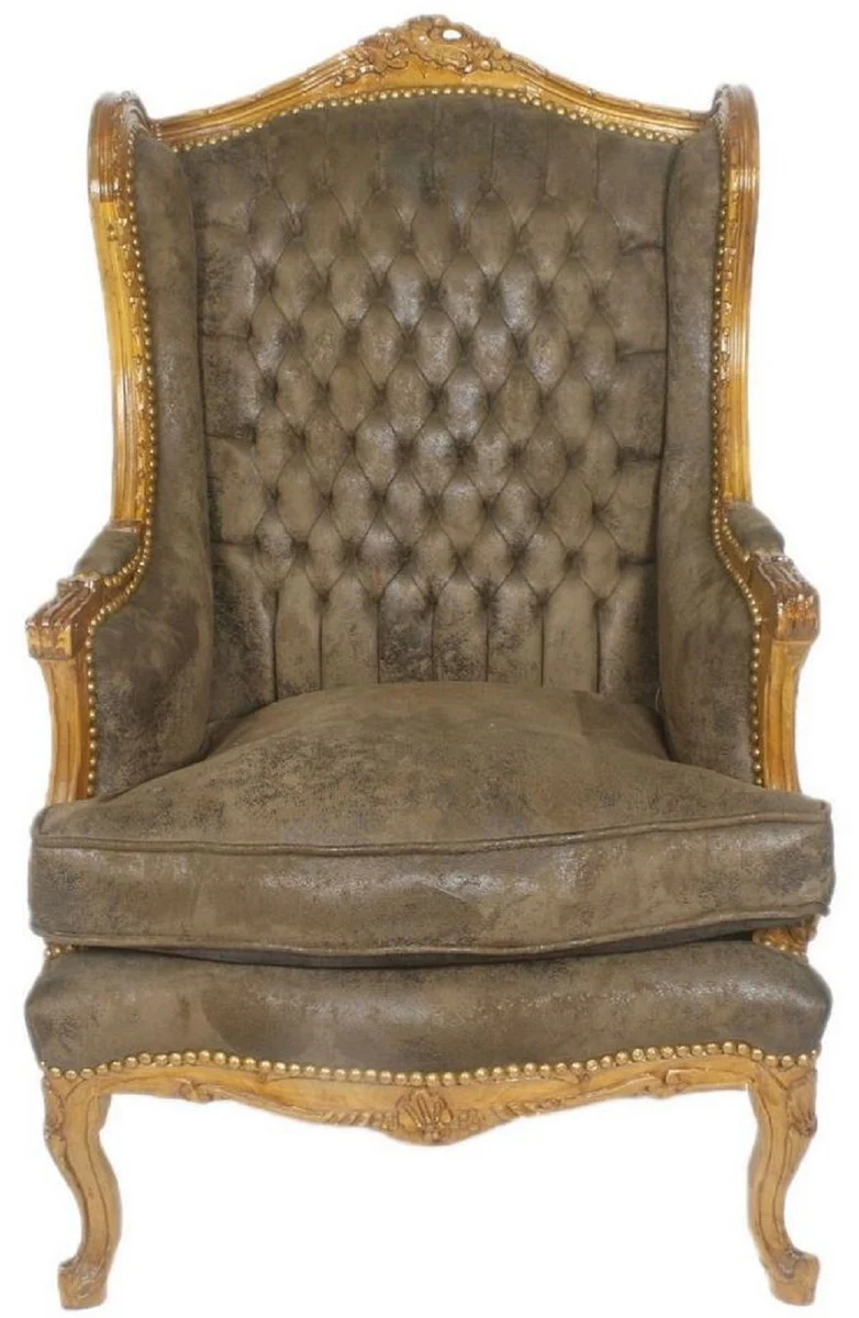 Casa Padrino Orejas Sill¨®n Baroque Chesterfield Marr¨®n Oscuro / Marr¨®n 83 x 83 x H. 110 cm - Muebles Barrocos
