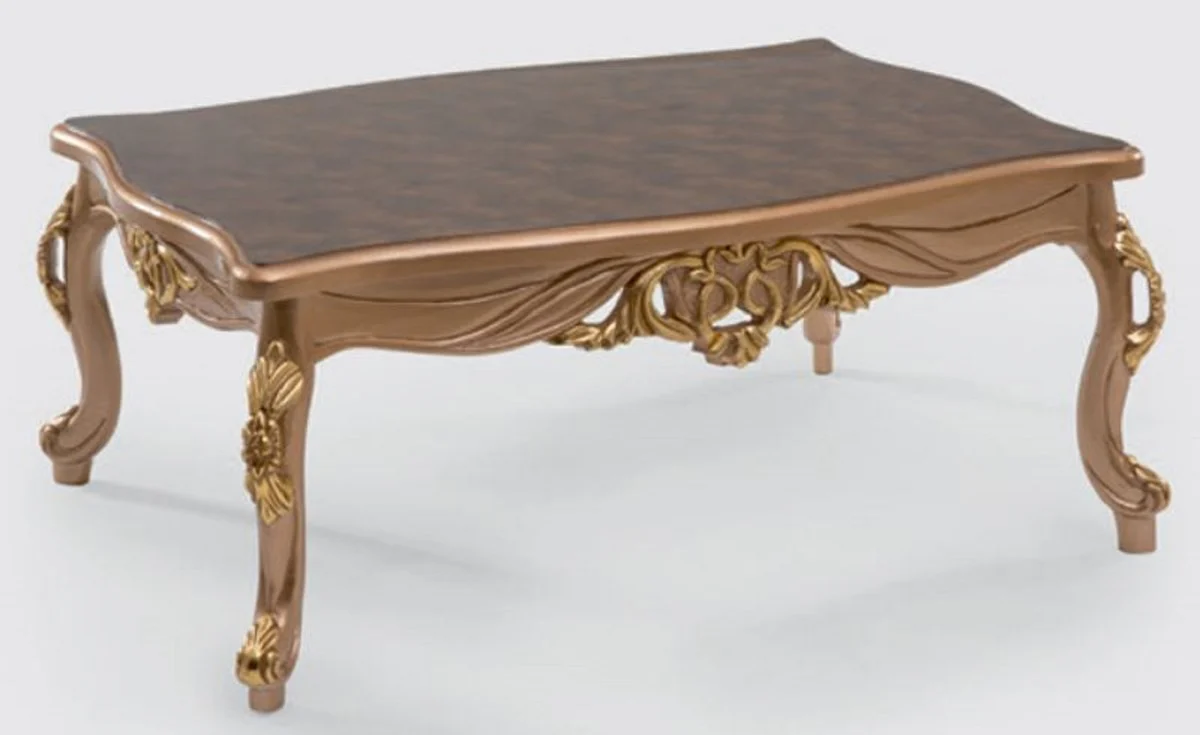 Casa Padrino mesa de sal¨®n barroco de lujo violeta / gris / oro 116 x 85 x A. 50 cm - Mesa de centro noble de madera maciza en estilo barroco - Muebles de Sal¨®n Barrocos