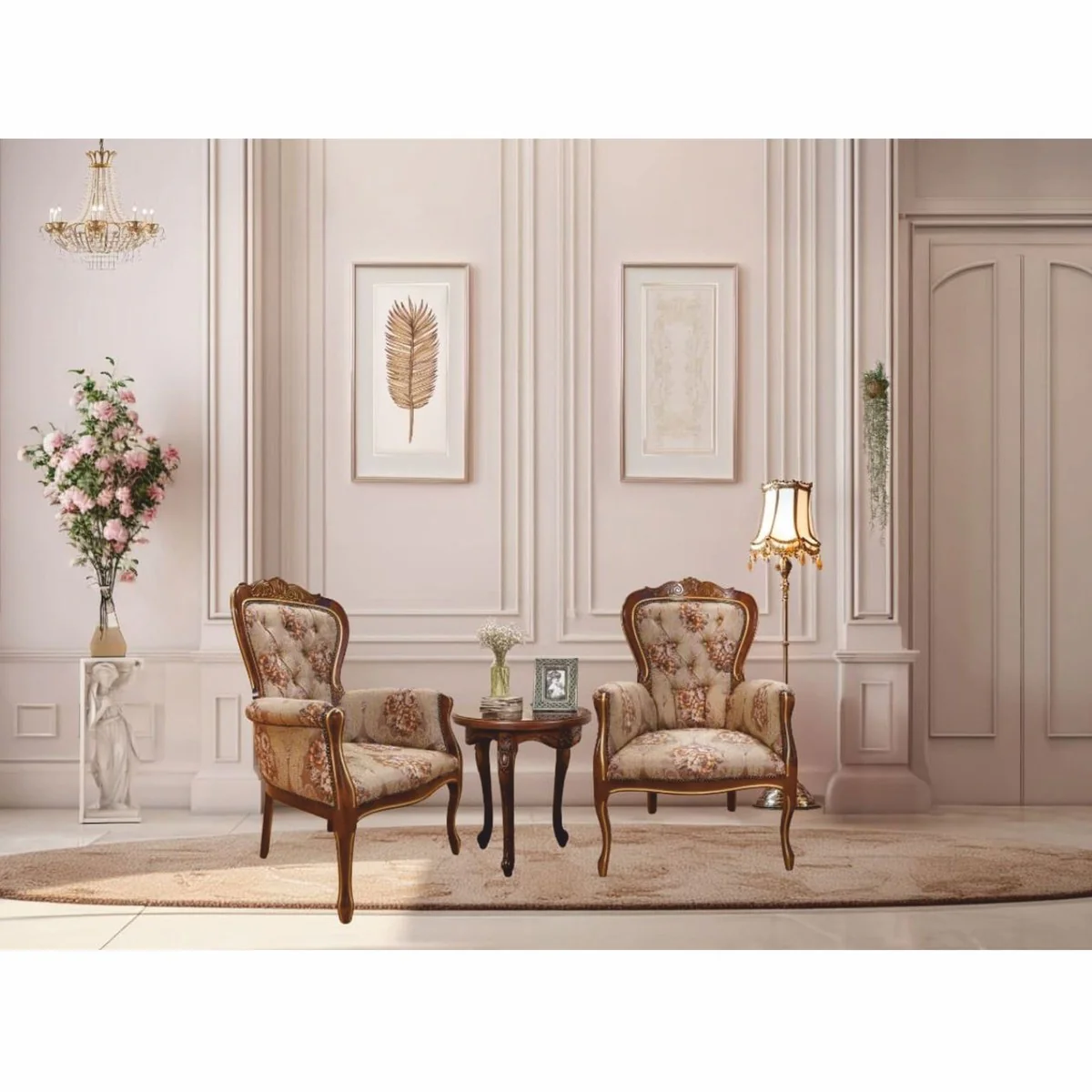 Casa Padrino sill¨®n barroco de lujo marr¨®n claro / marr¨®n oscuro / oro - Muebles barrocos