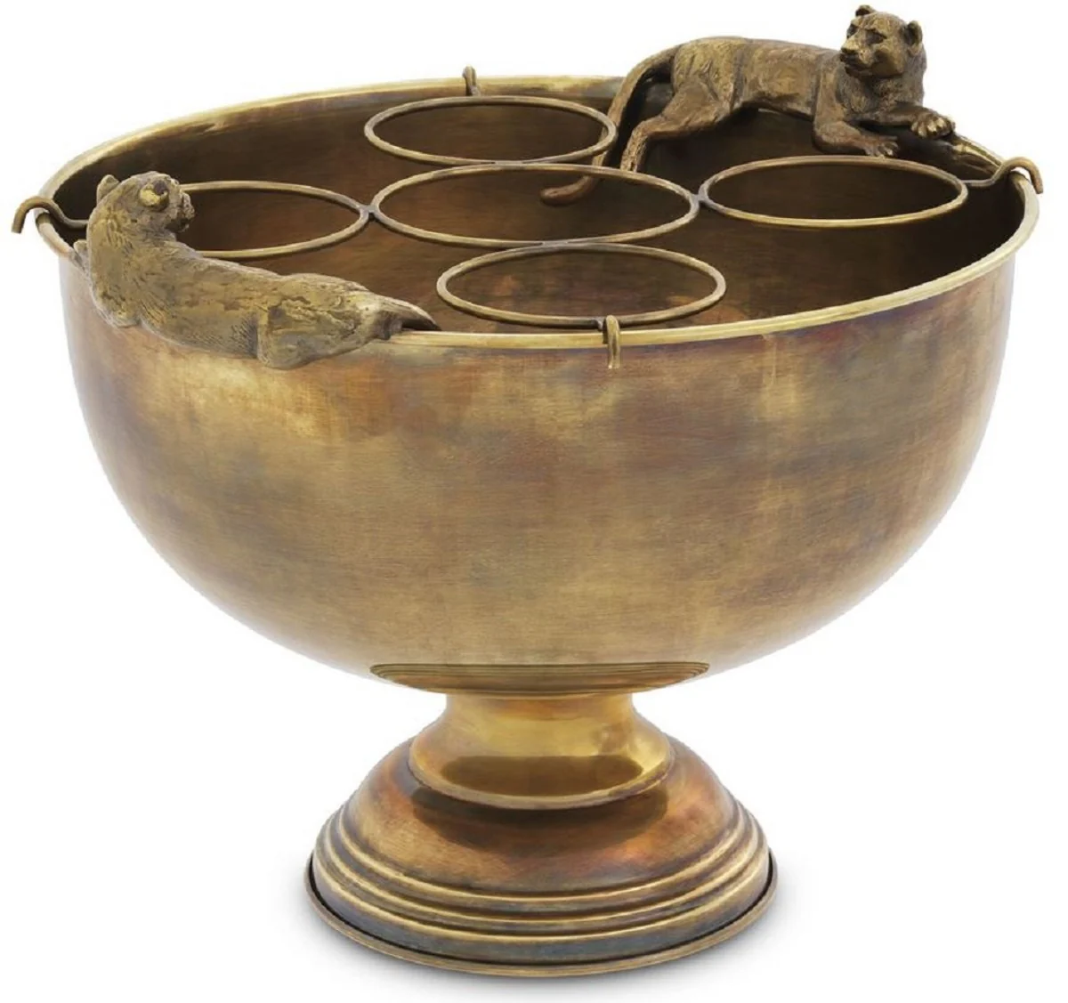 Casa Padrino enfriador de champ¨¢n de lujo de acero inoxidable con 2 asas de lat¨®n lat¨®n vintage 43,5 x 39 x A. 33,5 cm - Enfriador de Vino - Accesorios de Catering de Restaurantes de Hotel