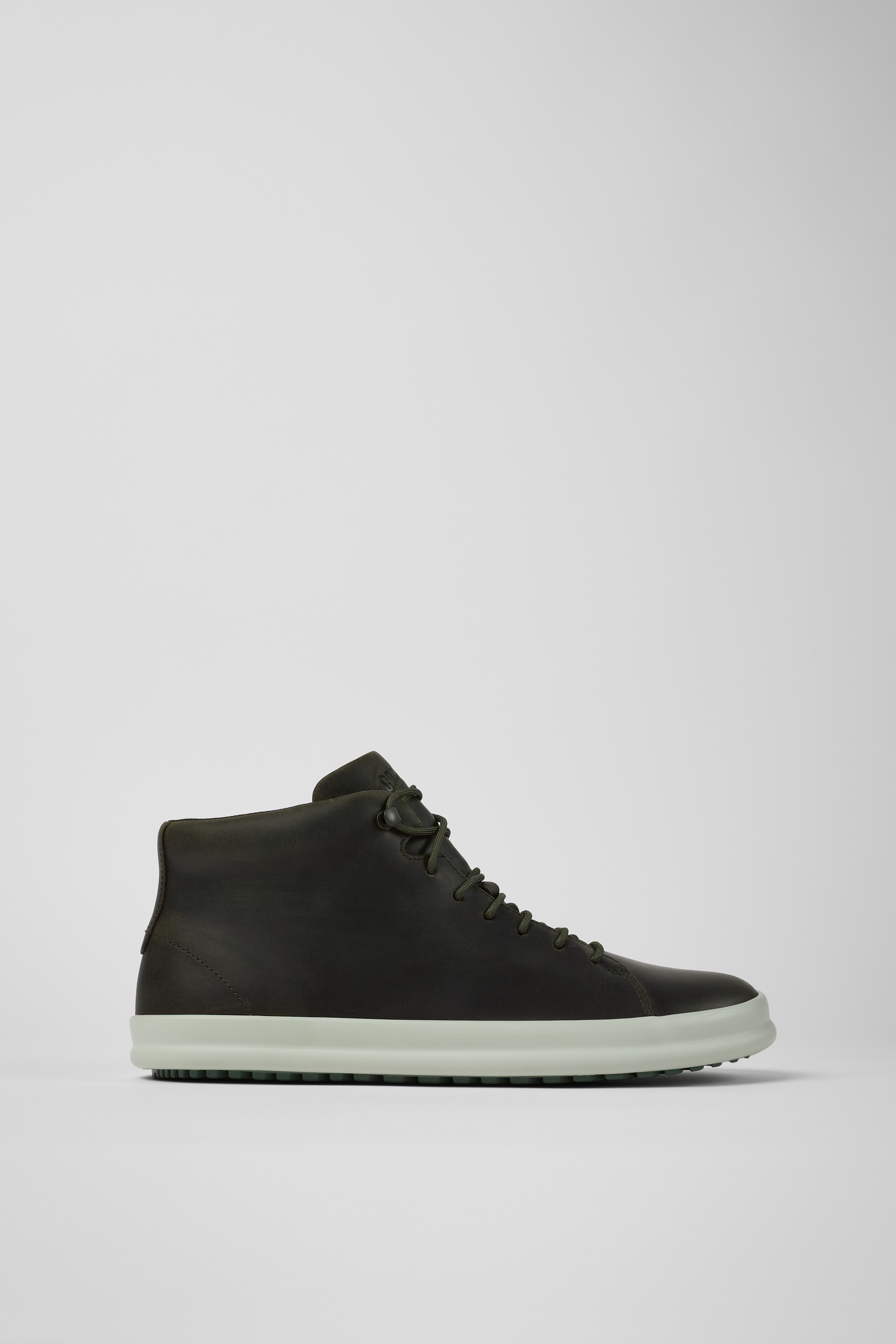 Chasis - Green-gray leather shoes for men