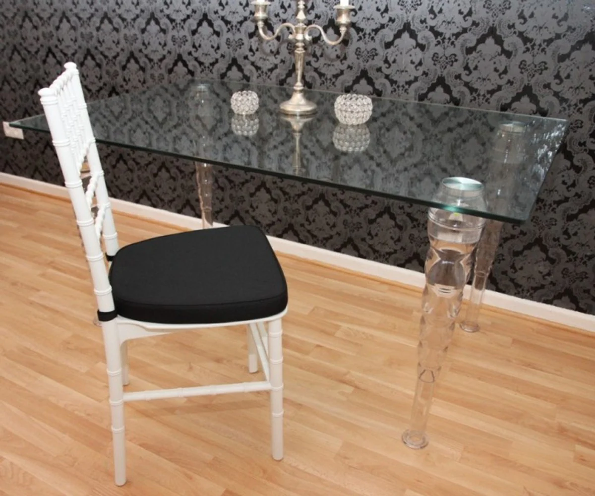 Casa Padrino designers including acrylic chair cushions White / Black - White Ghost Chair - Furniture polycarbonate - polycarbonate chair - acrylic furniture - ghost chair