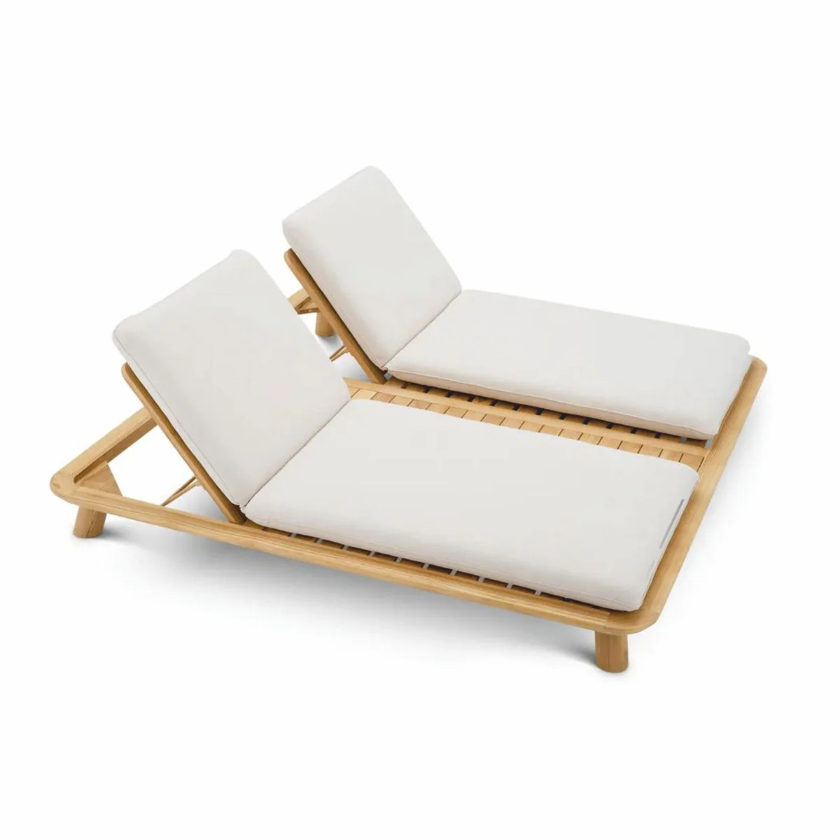 Casa Padrino tumbona de jard¨ªn doble de lujo de teca natural / arena - Tumbona de piscina de lujo