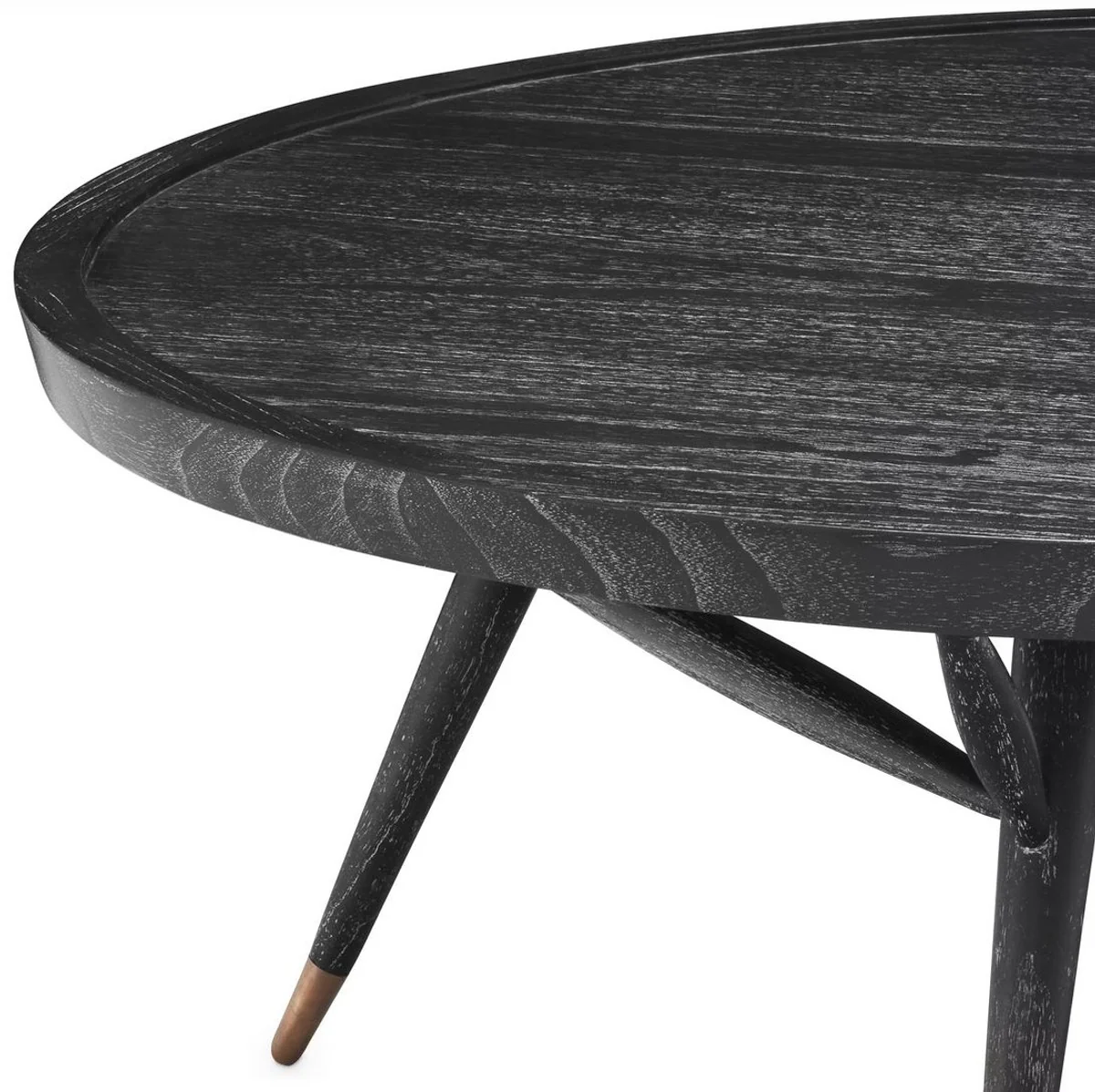 Casa Padrino mesa de centro de lujo negro gris / lat¨®n antiguo ? 100 x A. 38,5 cm - Mesa de sal¨®n redonda de madera maciza - Muebles de sal¨®n de lujo