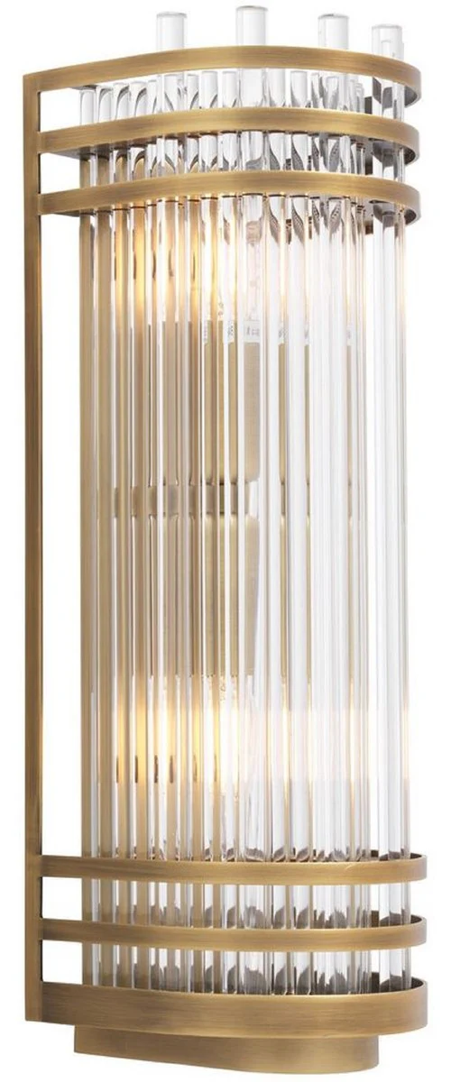 Casa Padrino lámpara de pared de lujo latón antiguo 12 x 12,5 x A. 38 cm - Elegante aplique de metal con pantalla de vidrio - Colección de Lujo