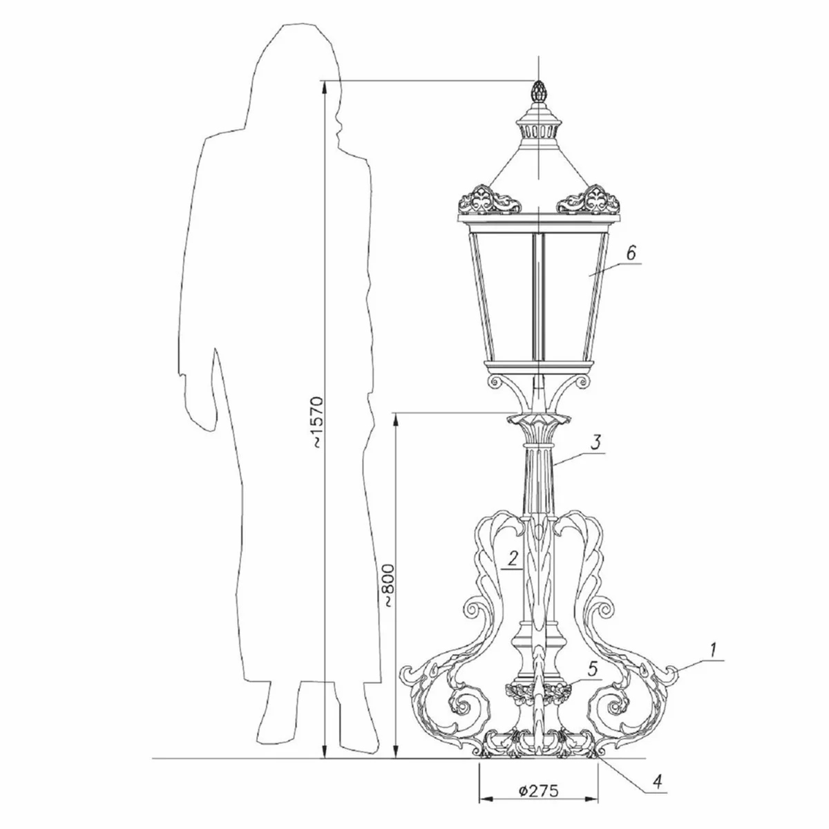 Casa Padrino l¨¢mpara de pedestal barroco gris A. 157 cm - Iluminaci¨®n exterior de estilo barroco