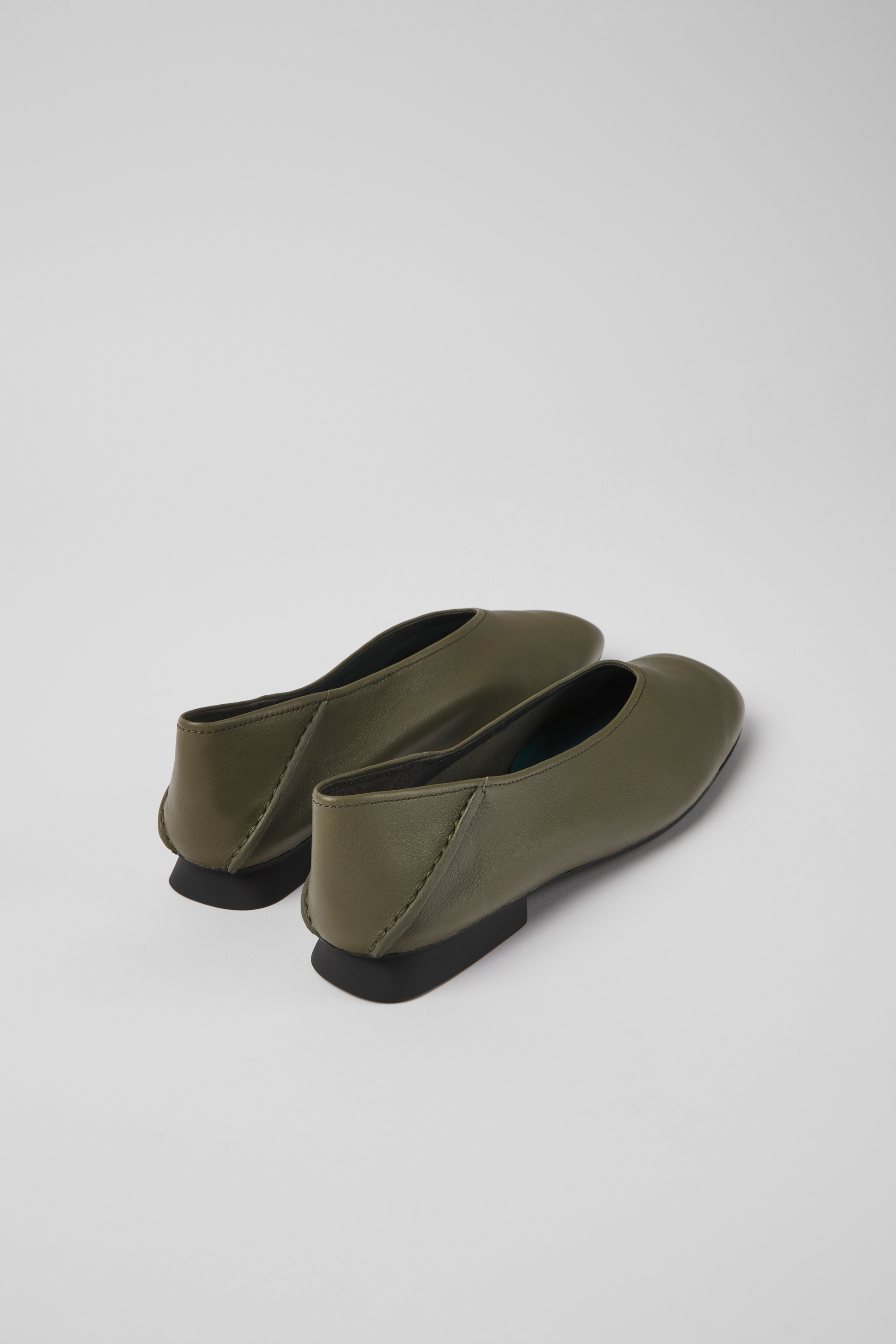 Casi Myra - Green leather ballerinas for women