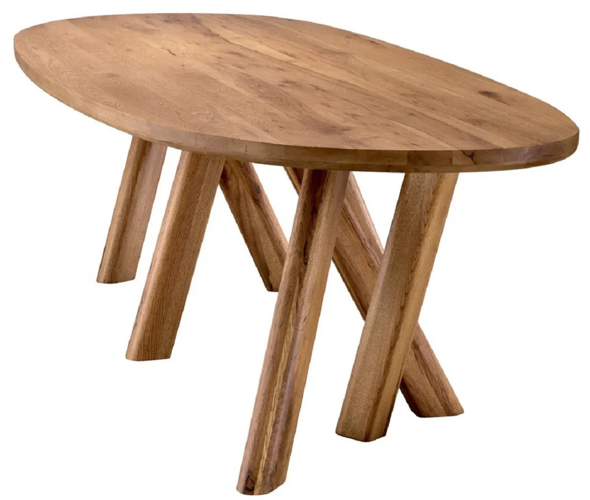 Casa Padrino mesa de comedor de lujo marr¨®n 259 x 109 x A. 76,5 cm - Mesa de cocina ovalada con tablero de roble macizo - Muebles de comedor - Muebles de cocina - Muebles de lujo